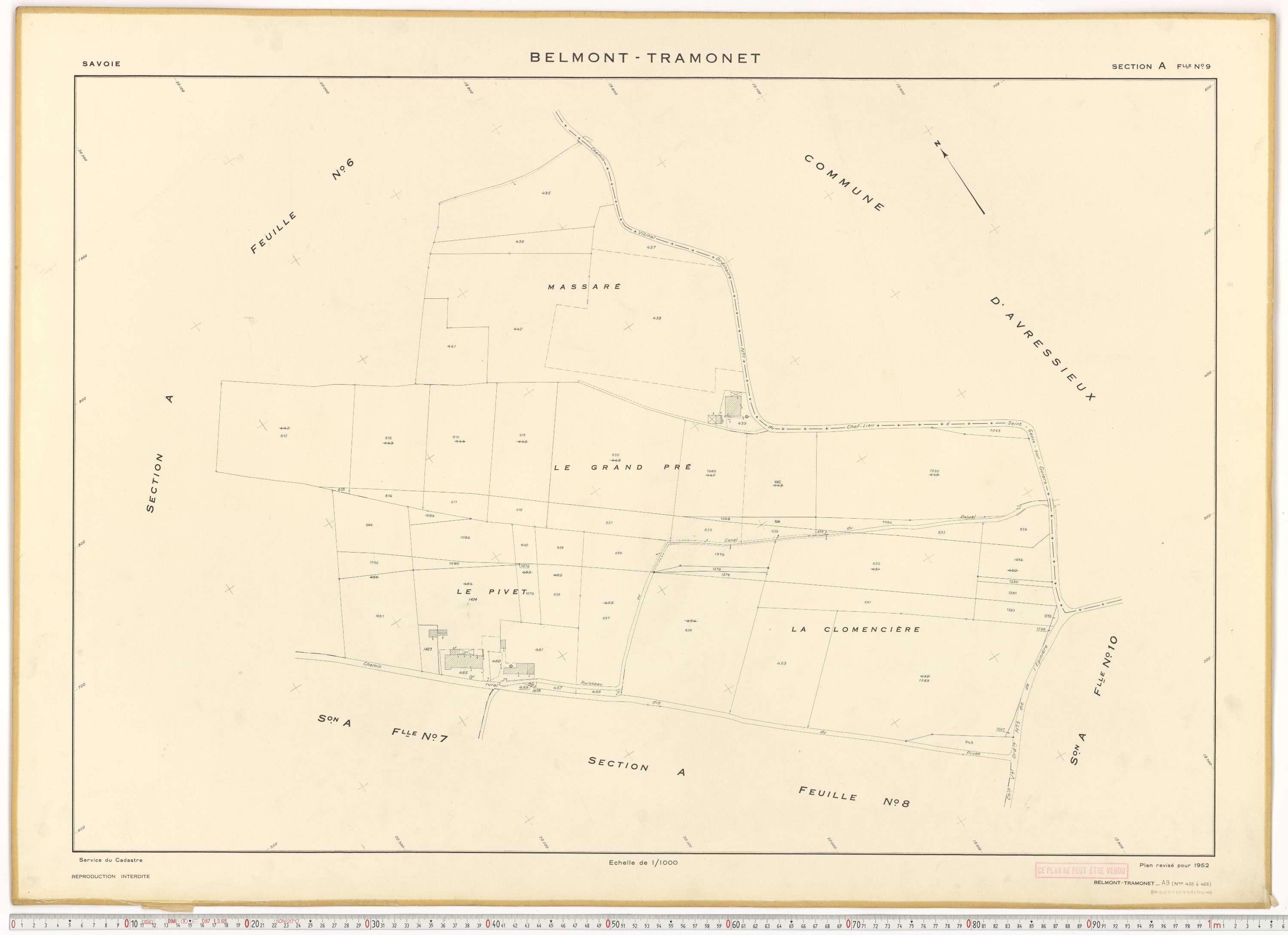 Belmont-Tramonet - Plans cadastraux du cadastre rénové en 1952 et mis à jour en 1988.