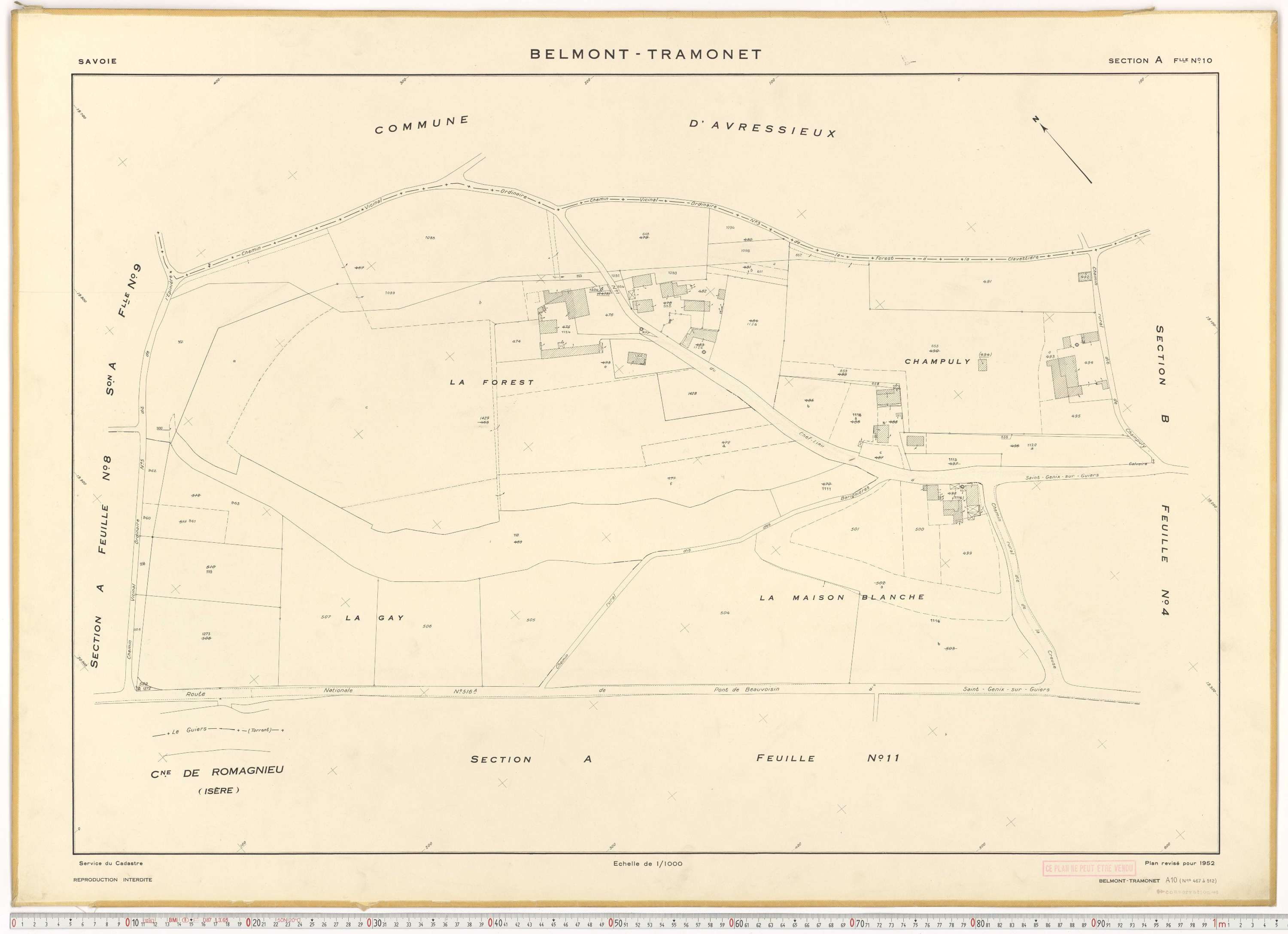 Belmont-Tramonet - Plans cadastraux du cadastre rénové en 1952 et mis à jour en 1988.