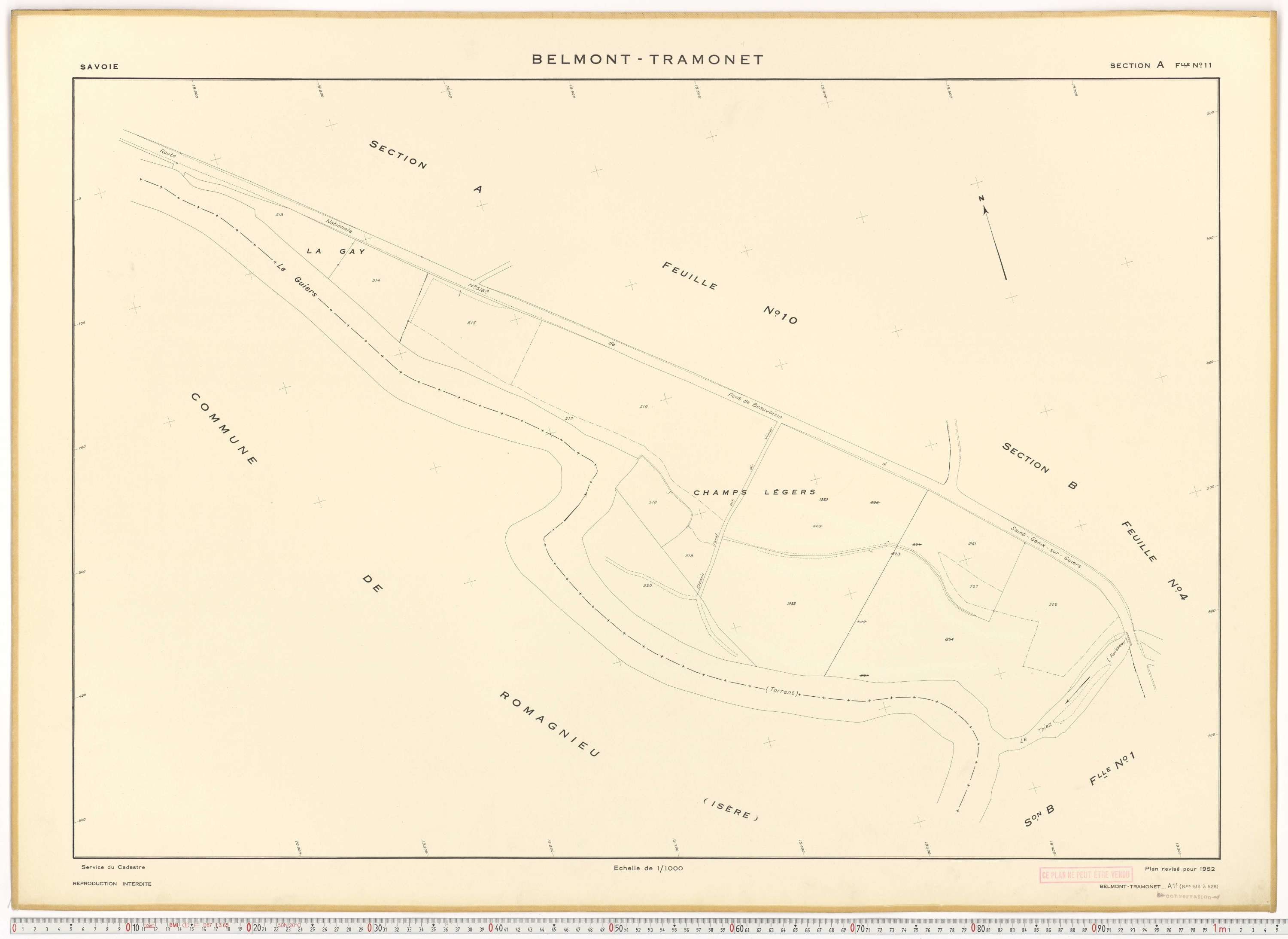 Belmont-Tramonet - Plans cadastraux du cadastre rénové en 1952 et mis à jour en 1988.