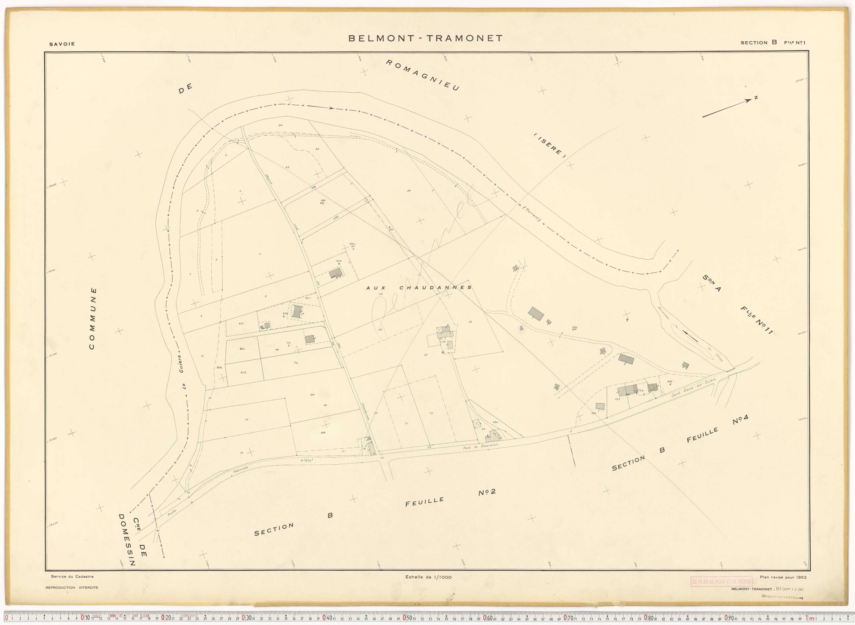 Belmont-Tramonet - Plans cadastraux du cadastre rénové en 1952 et mis à jour en 1988.