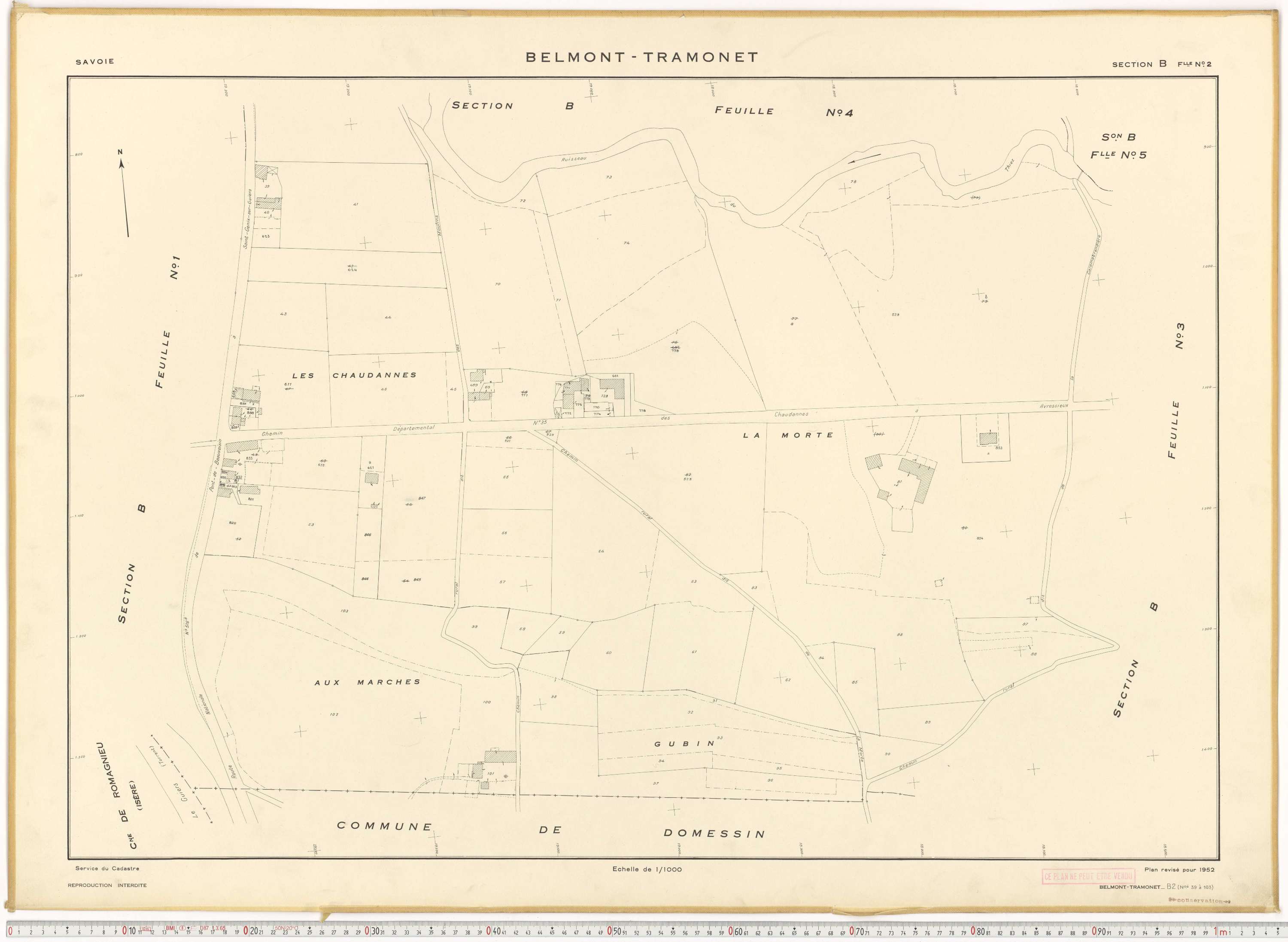 Belmont-Tramonet - Plans cadastraux du cadastre rénové en 1952 et mis à jour en 1988.