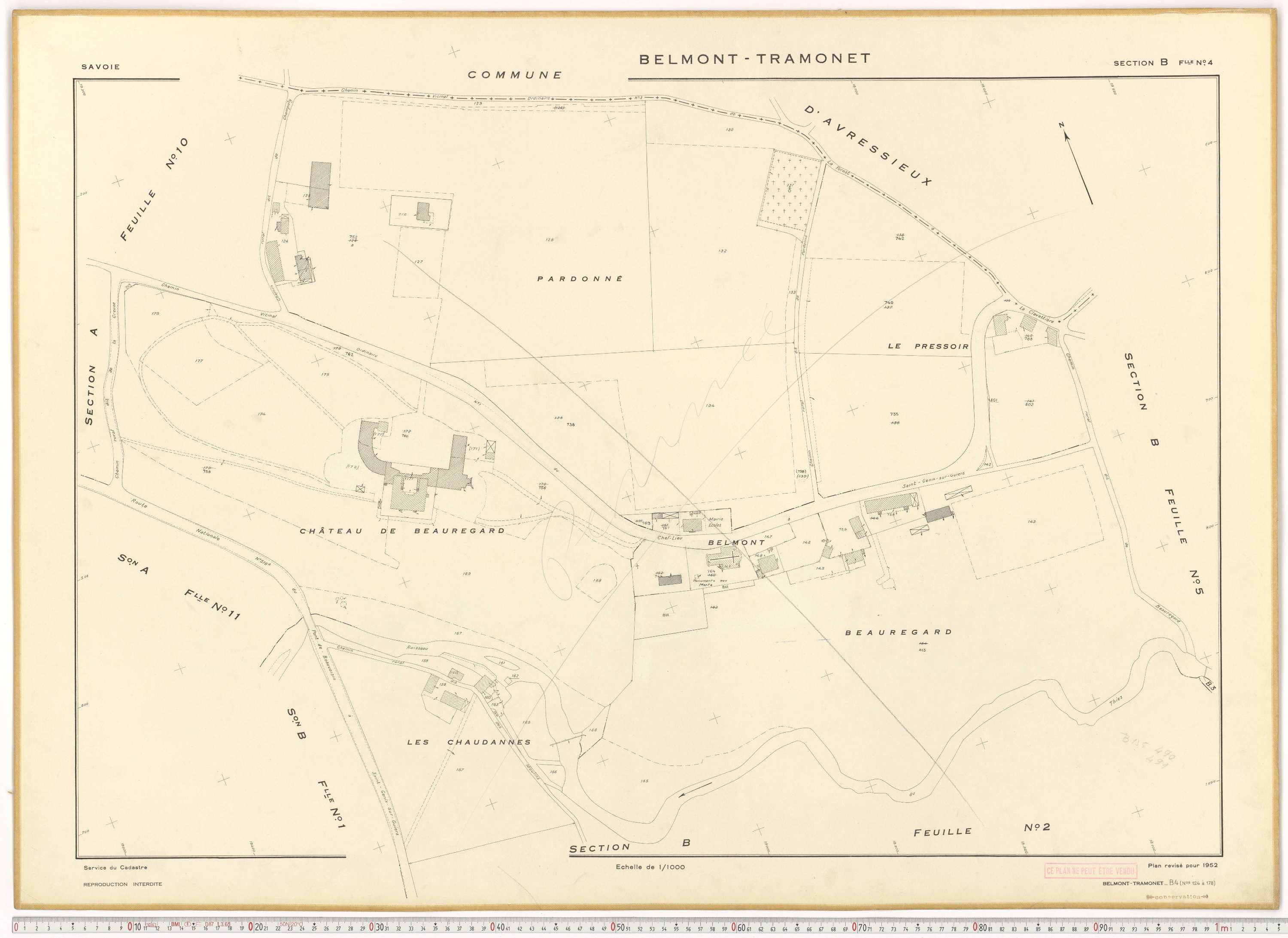Belmont-Tramonet - Plans cadastraux du cadastre rénové en 1952 et mis à jour en 1988.