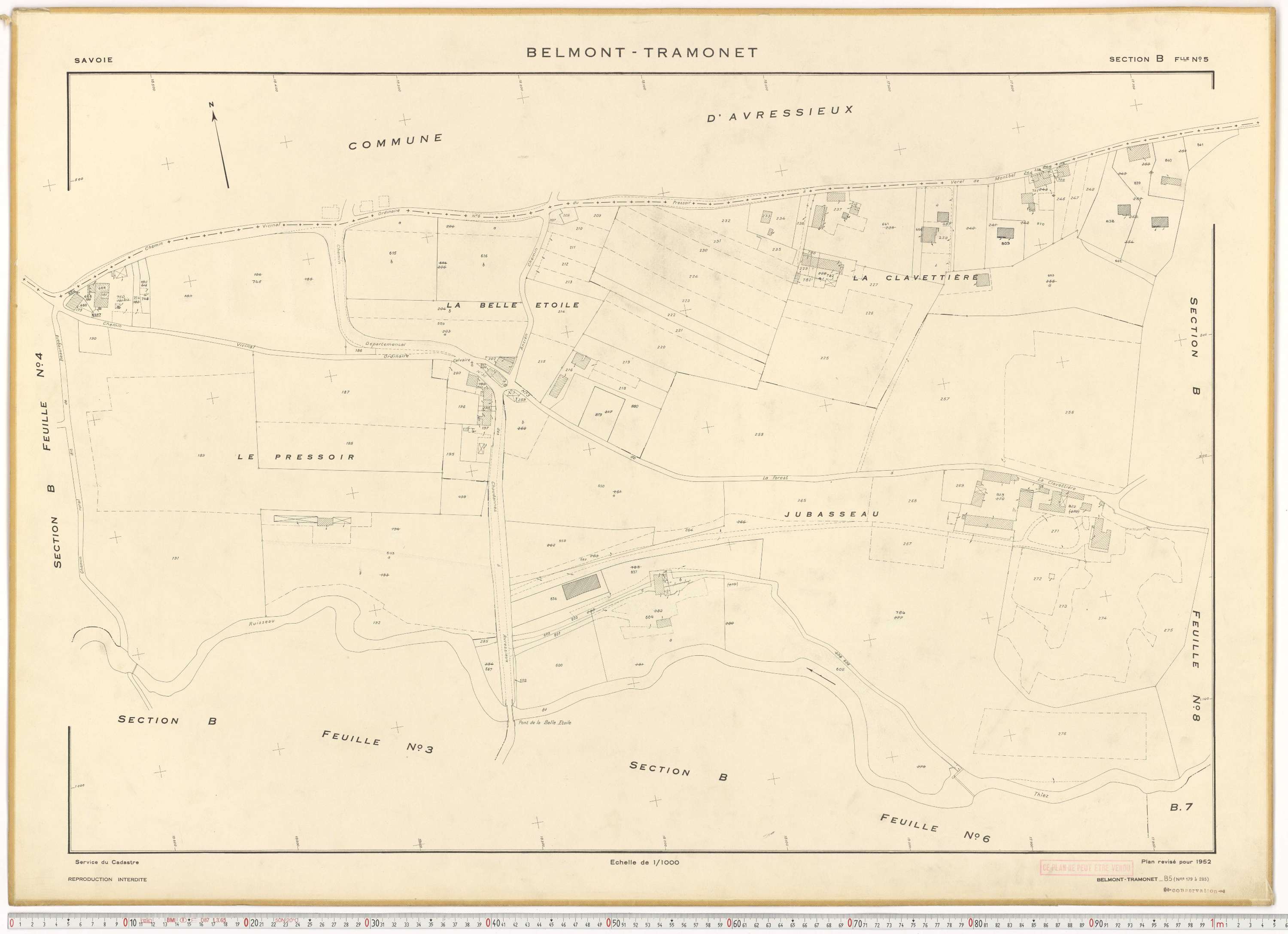 Belmont-Tramonet - Plans cadastraux du cadastre rénové en 1952 et mis à jour en 1988.