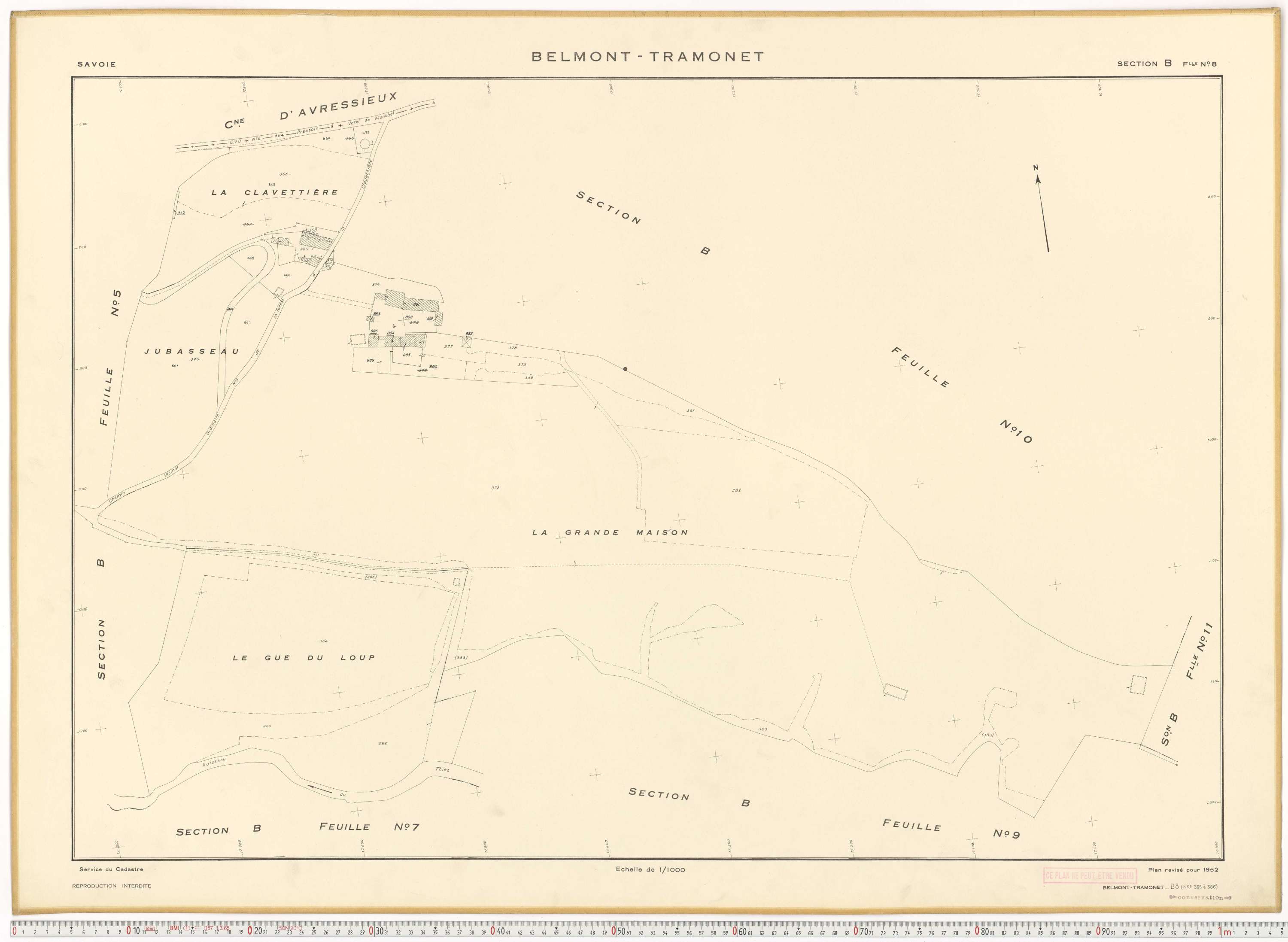Belmont-Tramonet - Plans cadastraux du cadastre rénové en 1952 et mis à jour en 1988.