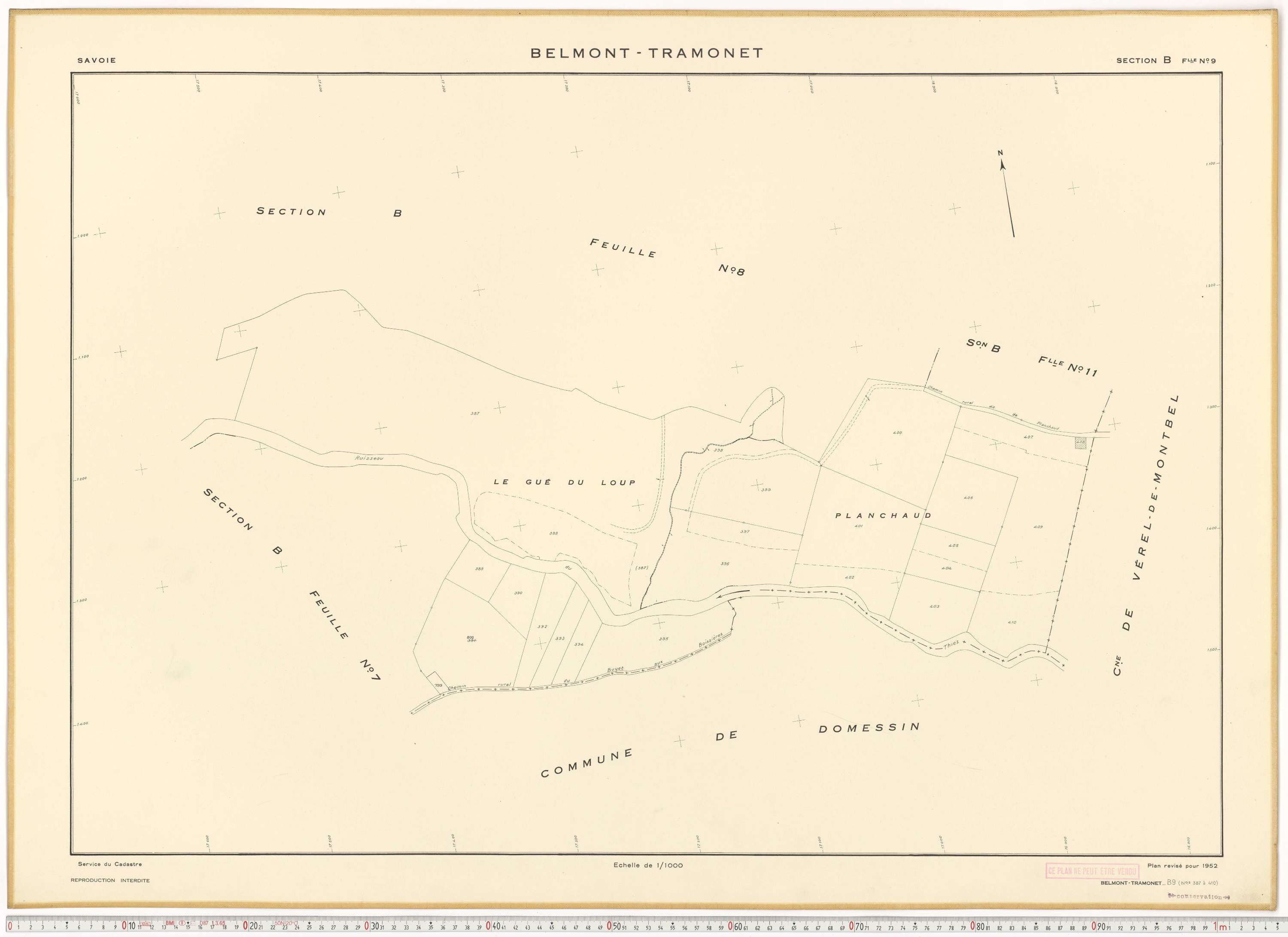 Belmont-Tramonet - Plans cadastraux du cadastre rénové en 1952 et mis à jour en 1988.