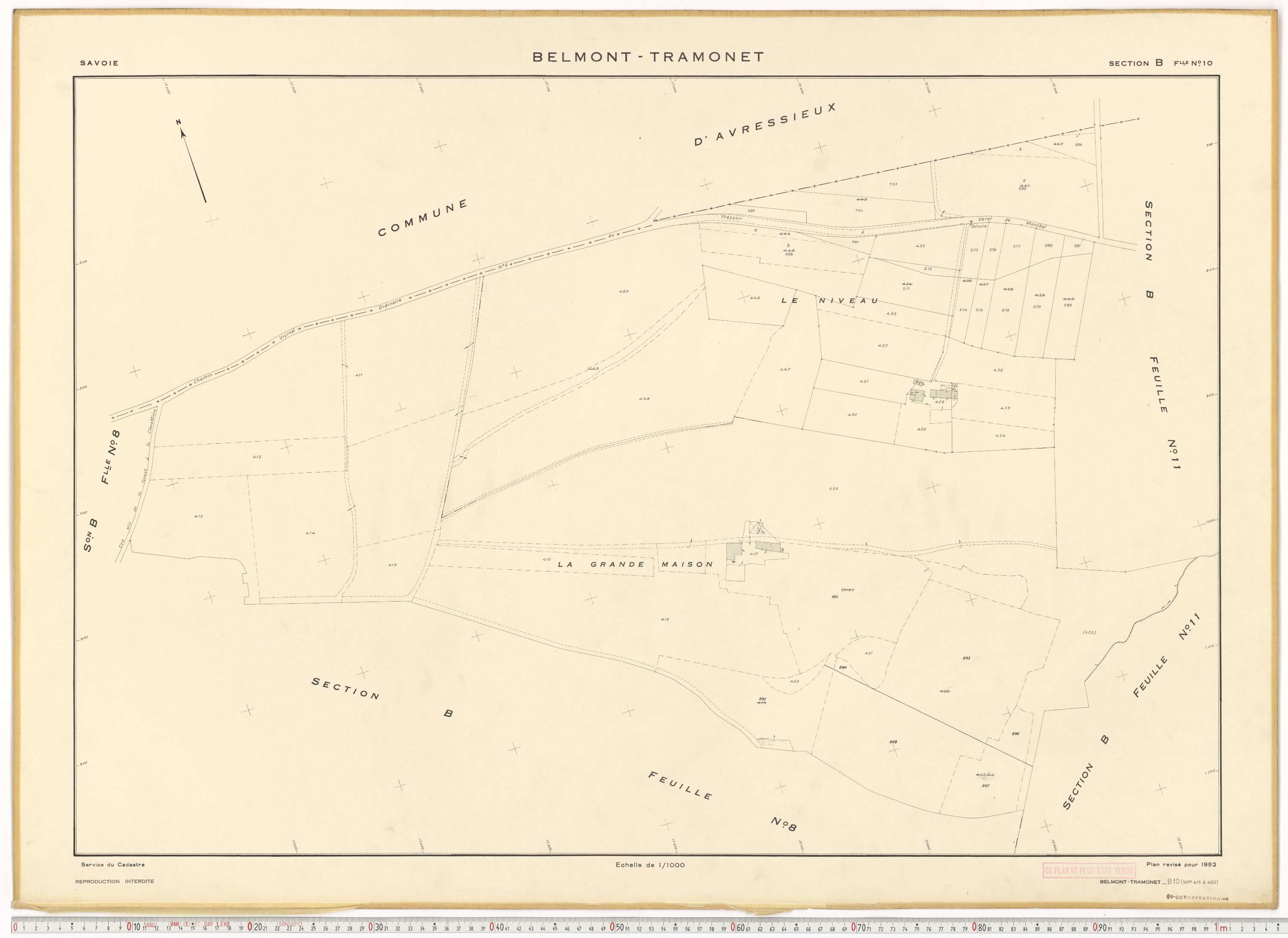 Belmont-Tramonet - Plans cadastraux du cadastre rénové en 1952 et mis à jour en 1988.