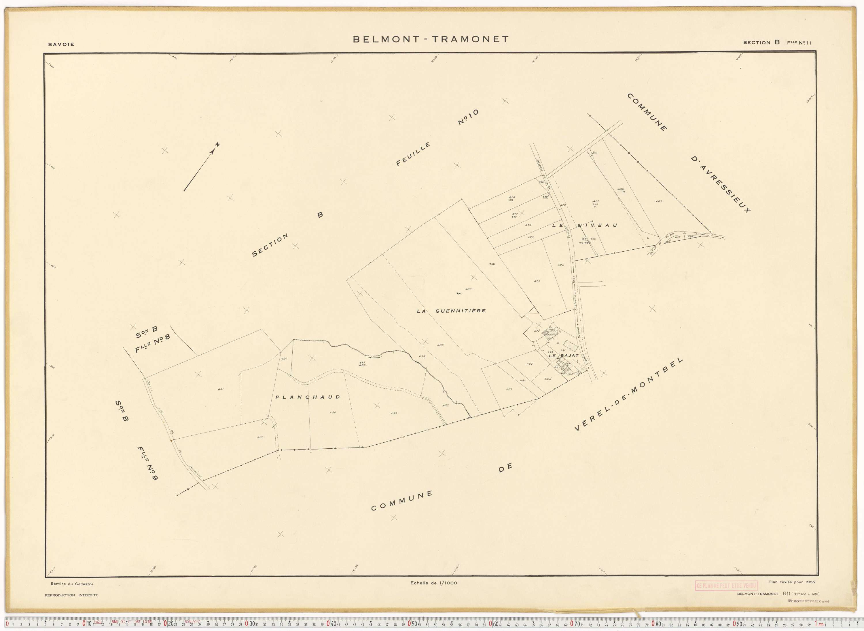 Belmont-Tramonet - Plans cadastraux du cadastre rénové en 1952 et mis à jour en 1988.