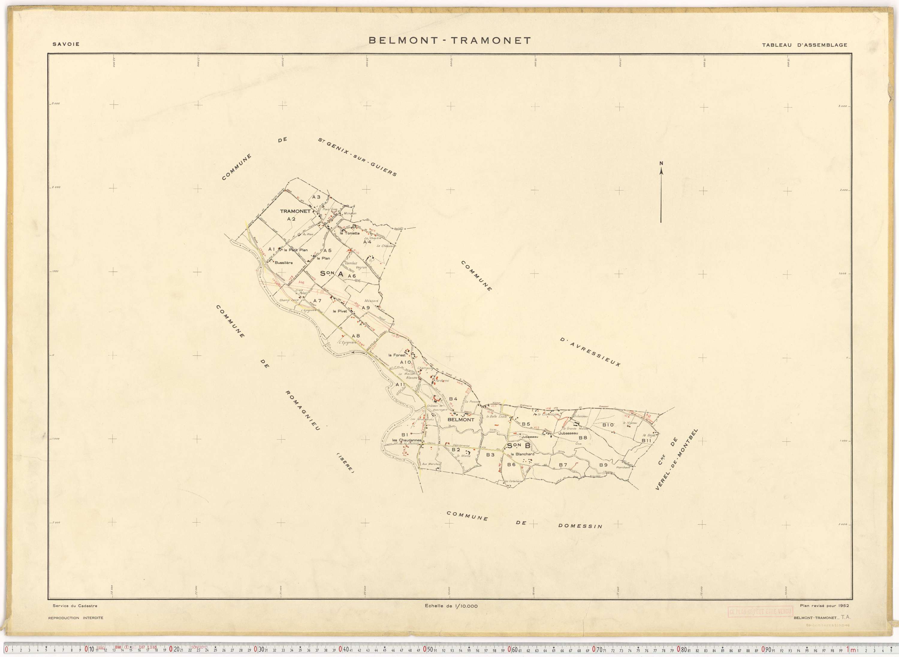 Belmont-Tramonet - Plans cadastraux du cadastre rénové en 1952 et mis à jour en 1988.