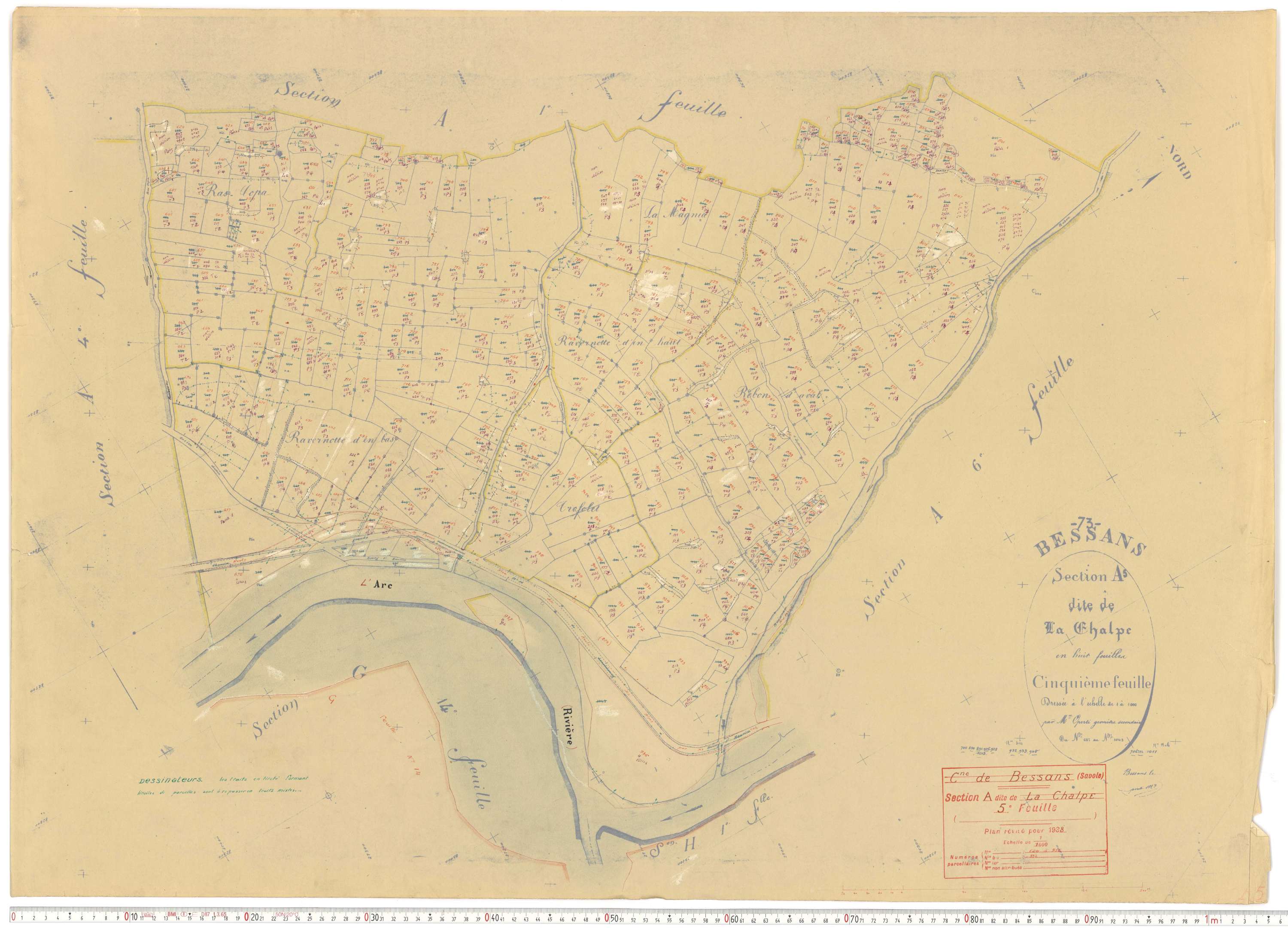 Bessans - Plans cadastraux du cadastre rénové.