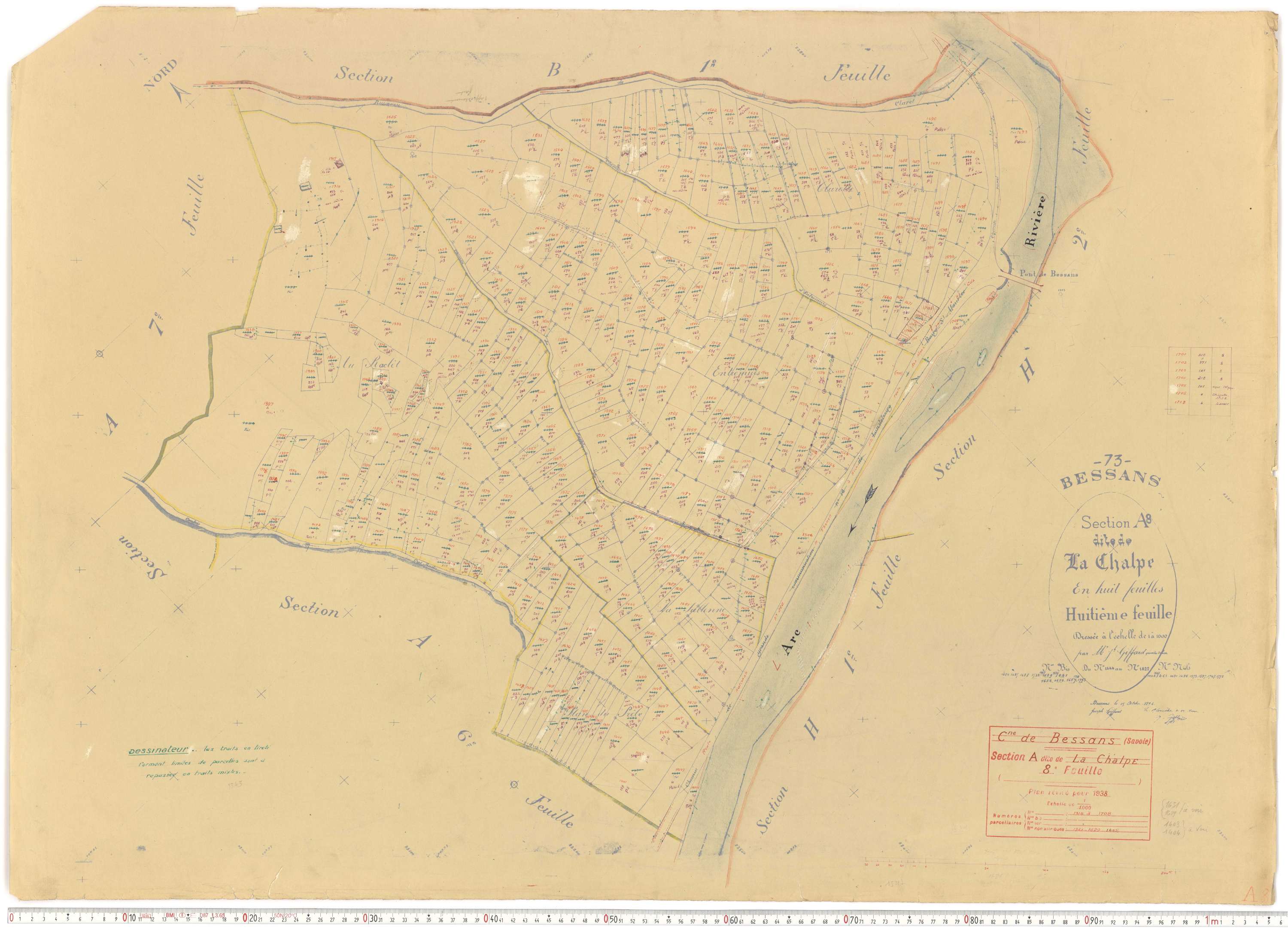 Bessans - Plans cadastraux du cadastre rénové.