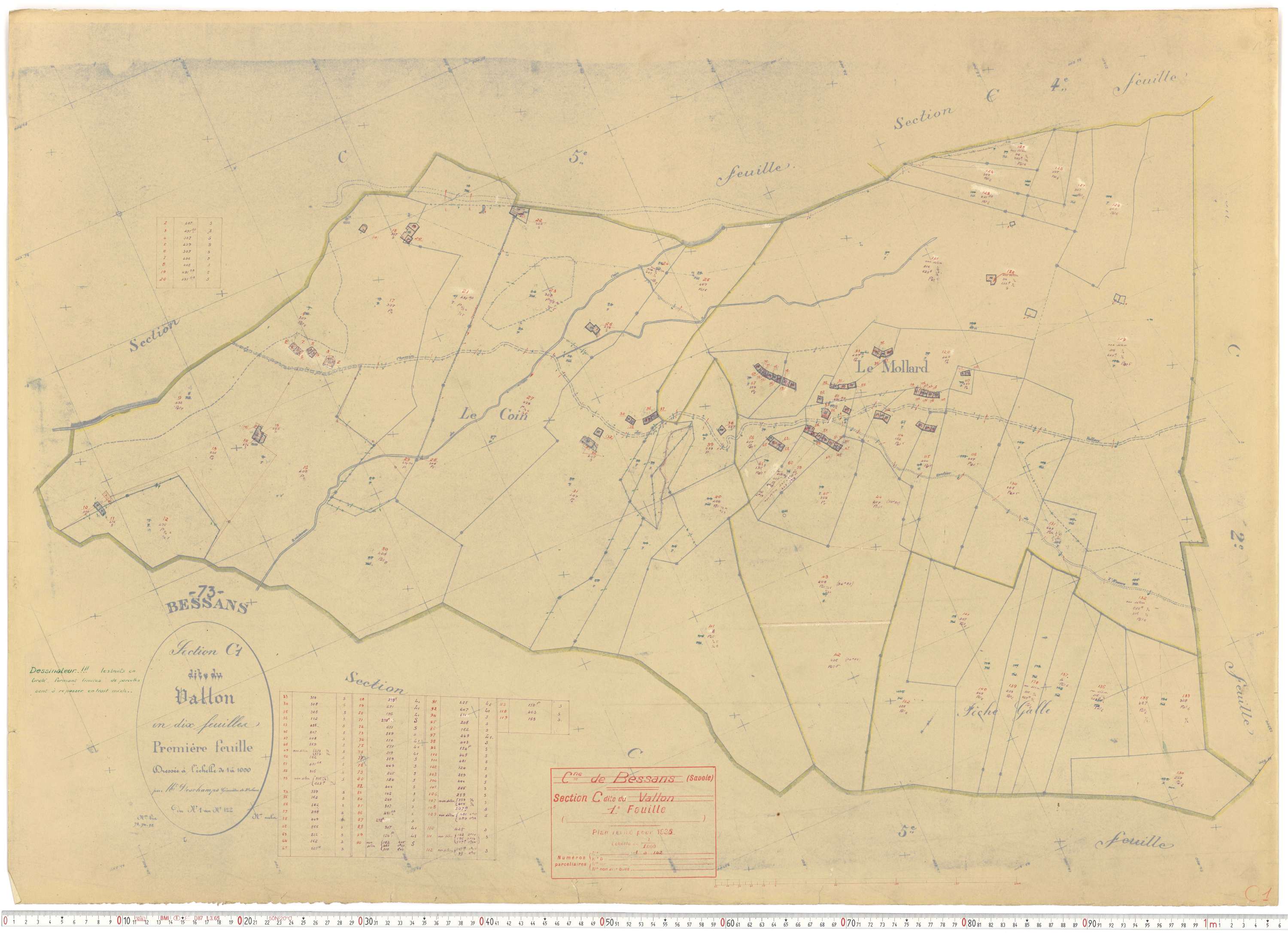 Bessans - Plans cadastraux du cadastre rénové.