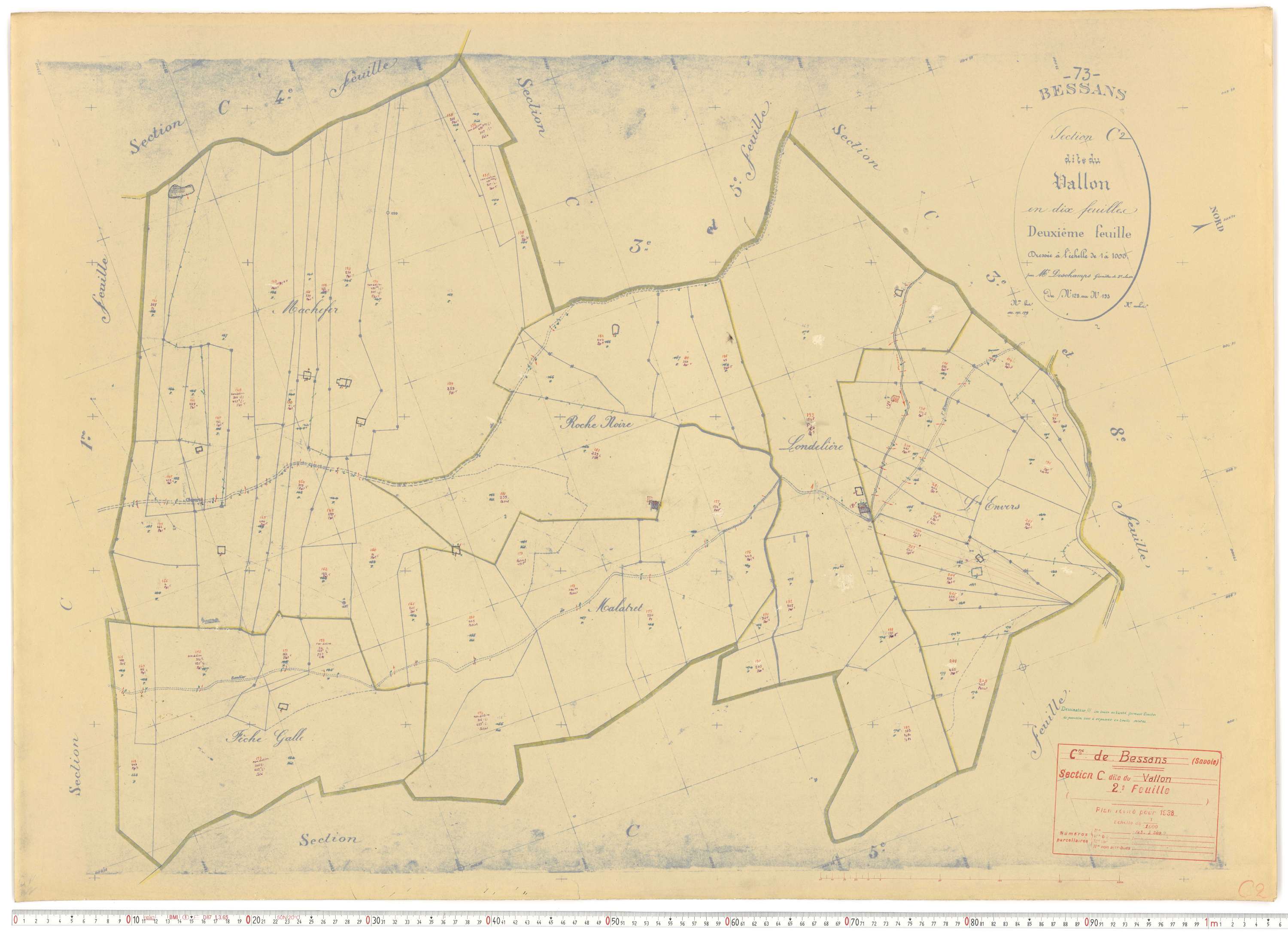 Bessans - Plans cadastraux du cadastre rénové.