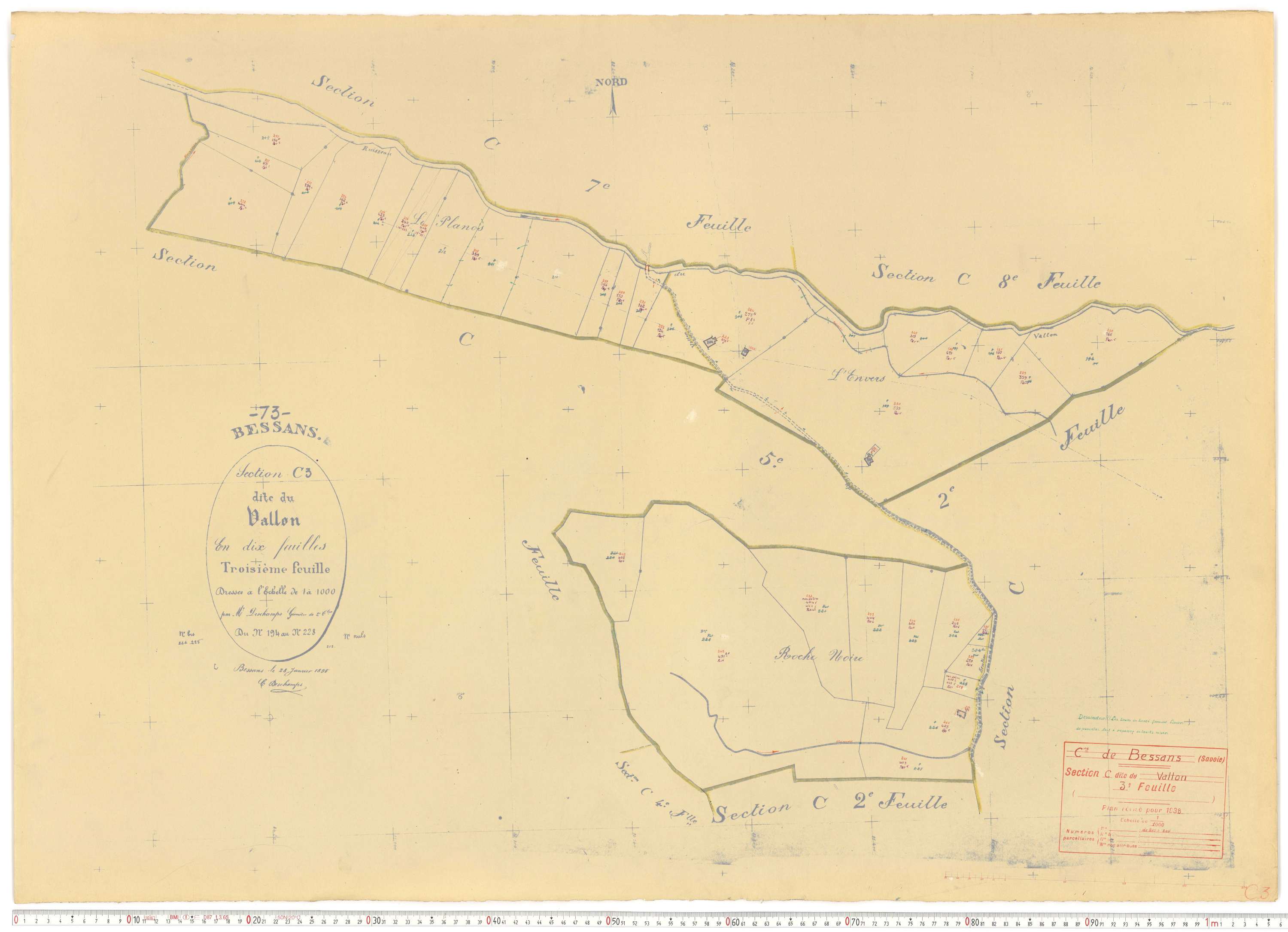 Bessans - Plans cadastraux du cadastre rénové.