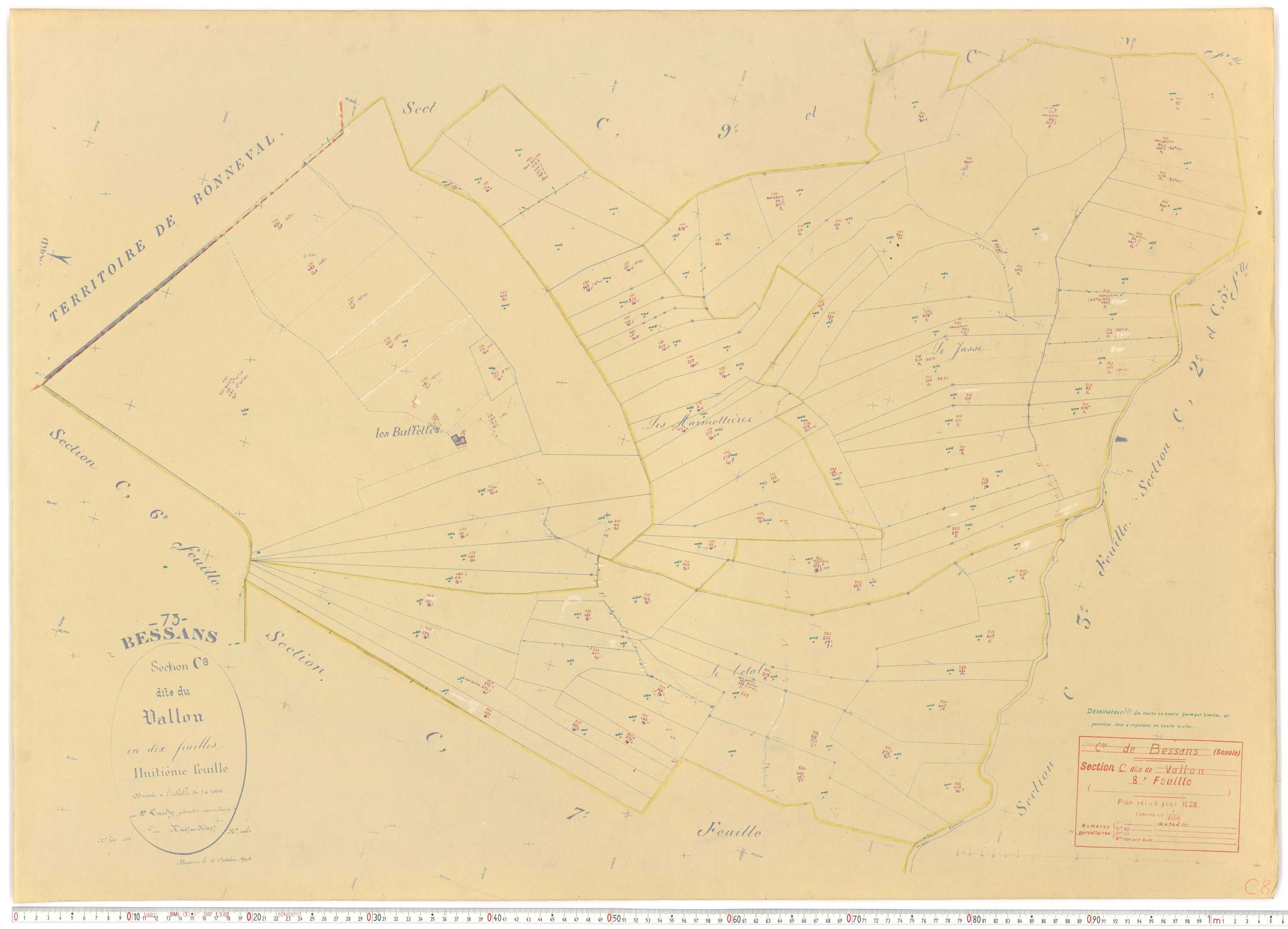 Bessans - Plans cadastraux du cadastre rénové.