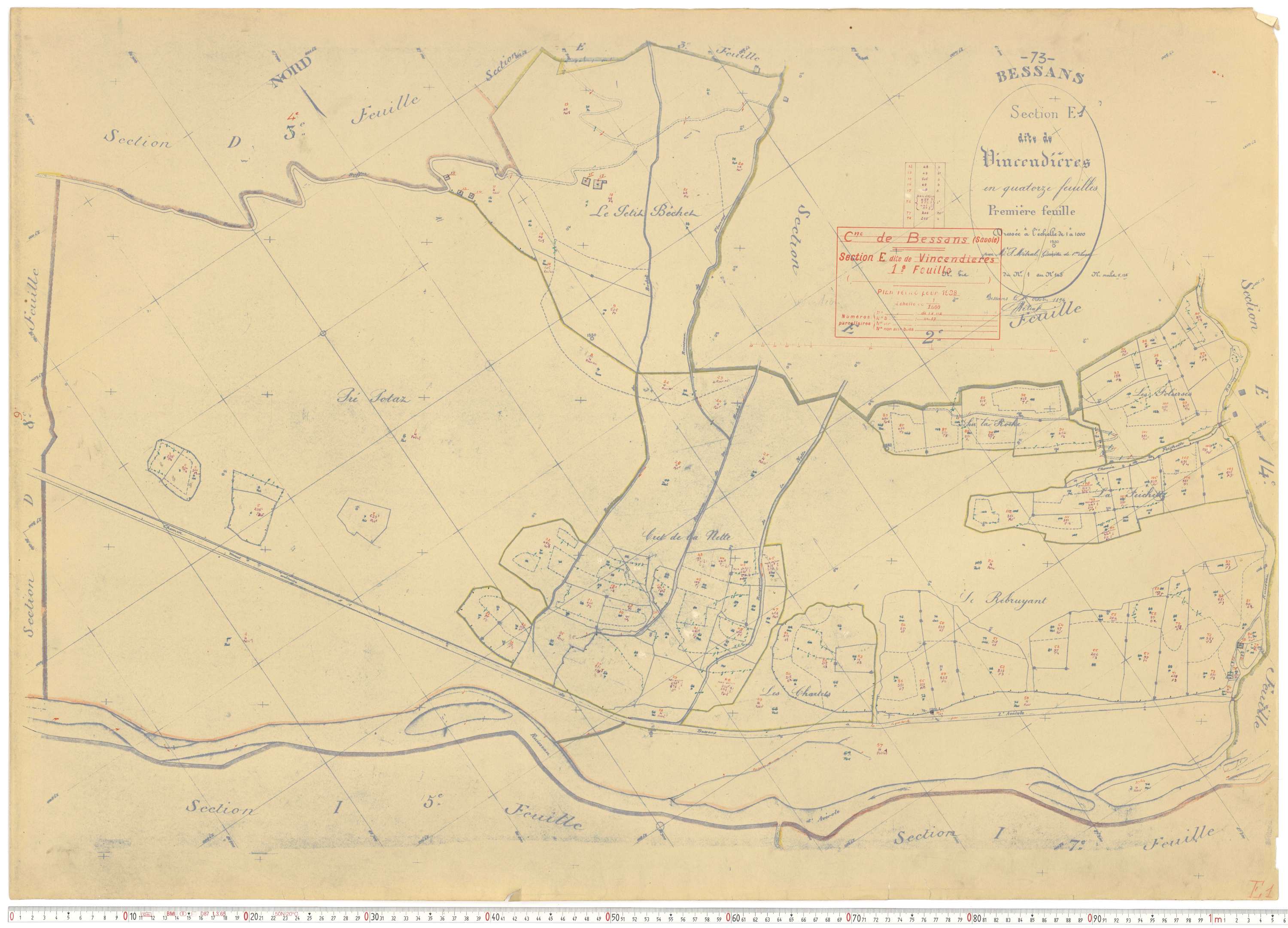 Bessans - Plans cadastraux du cadastre rénové.