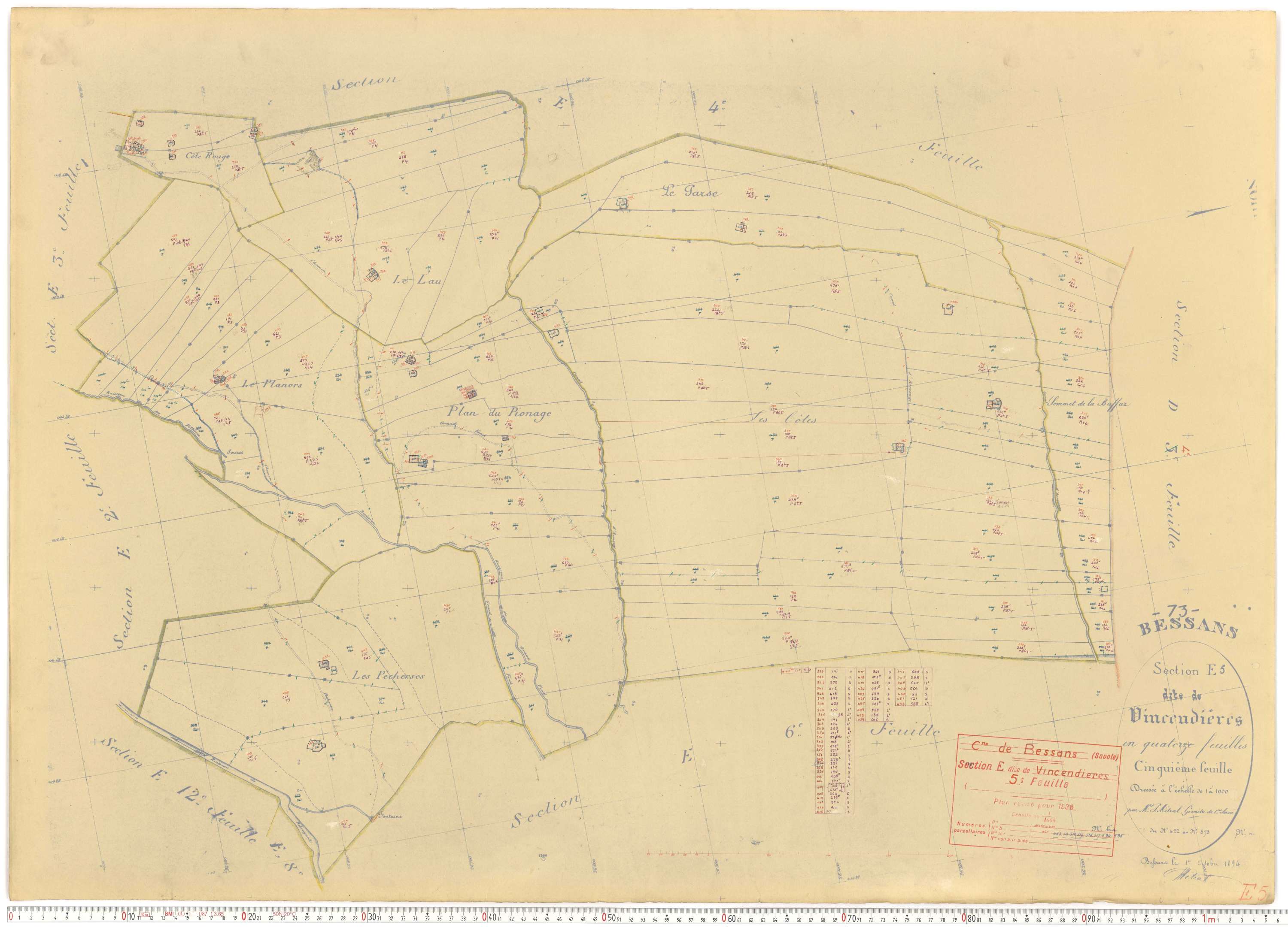 Bessans - Plans cadastraux du cadastre rénové.