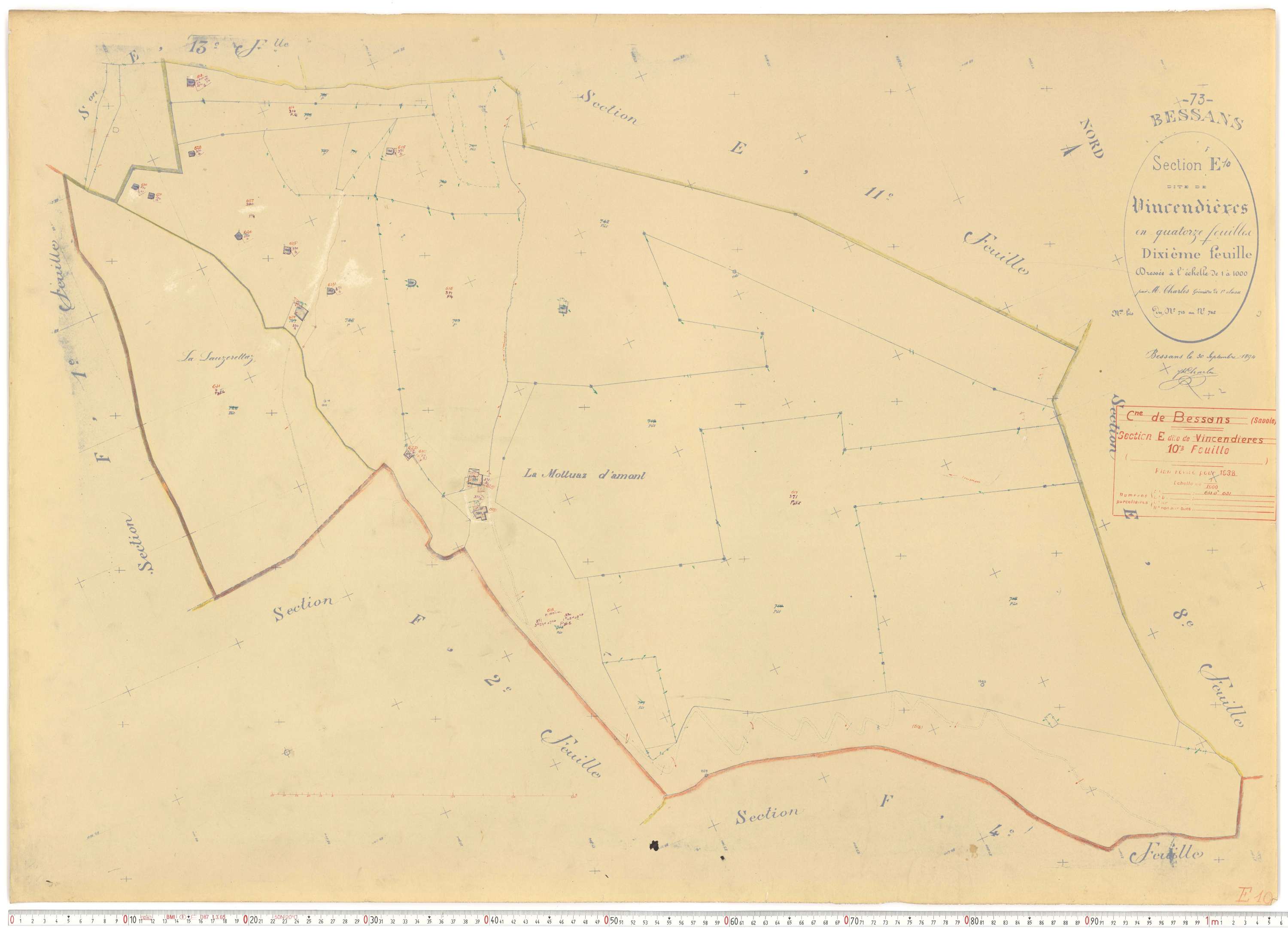 Bessans - Plans cadastraux du cadastre rénové.