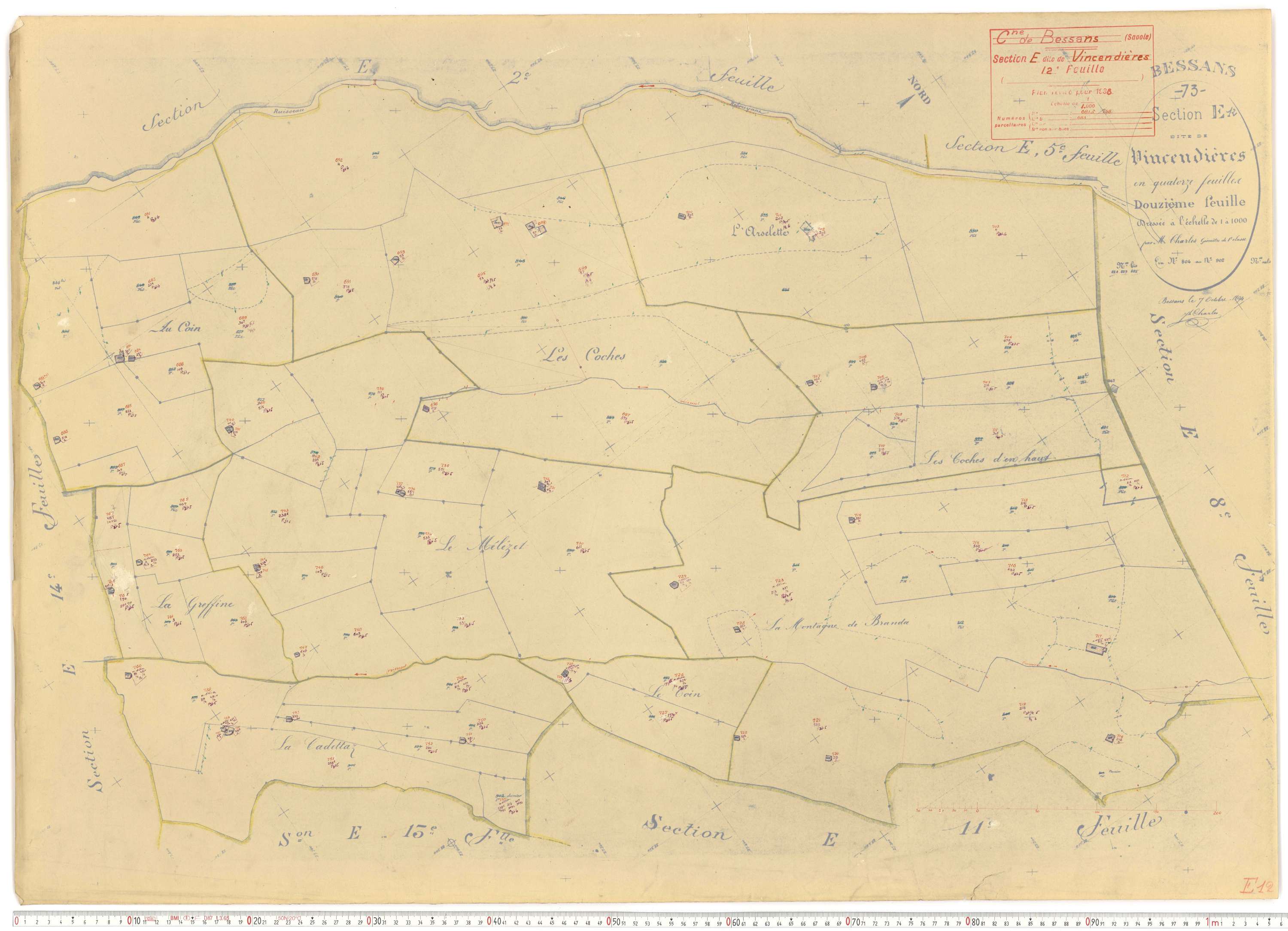 Bessans - Plans cadastraux du cadastre rénové.