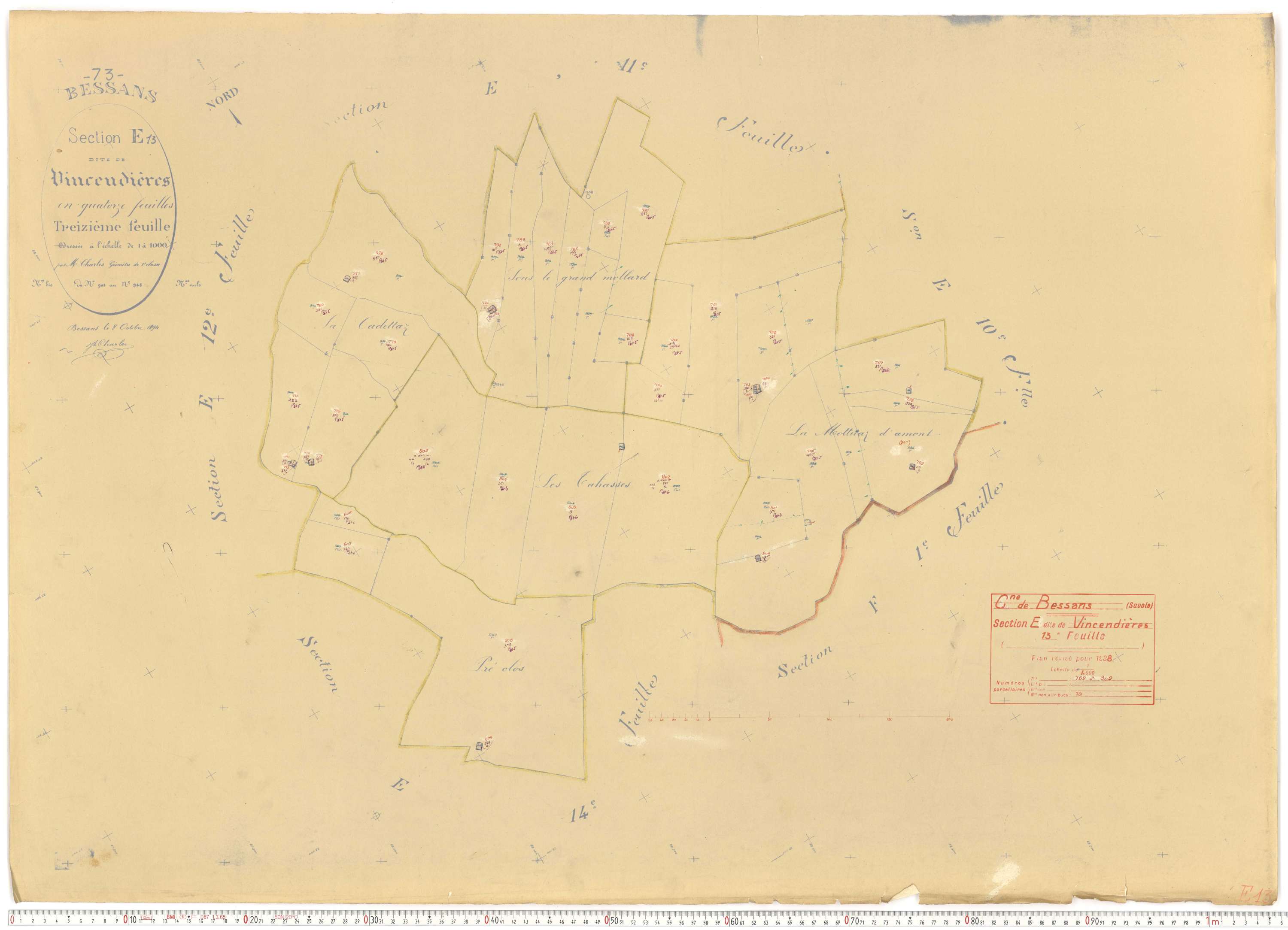 Bessans - Plans cadastraux du cadastre rénové.