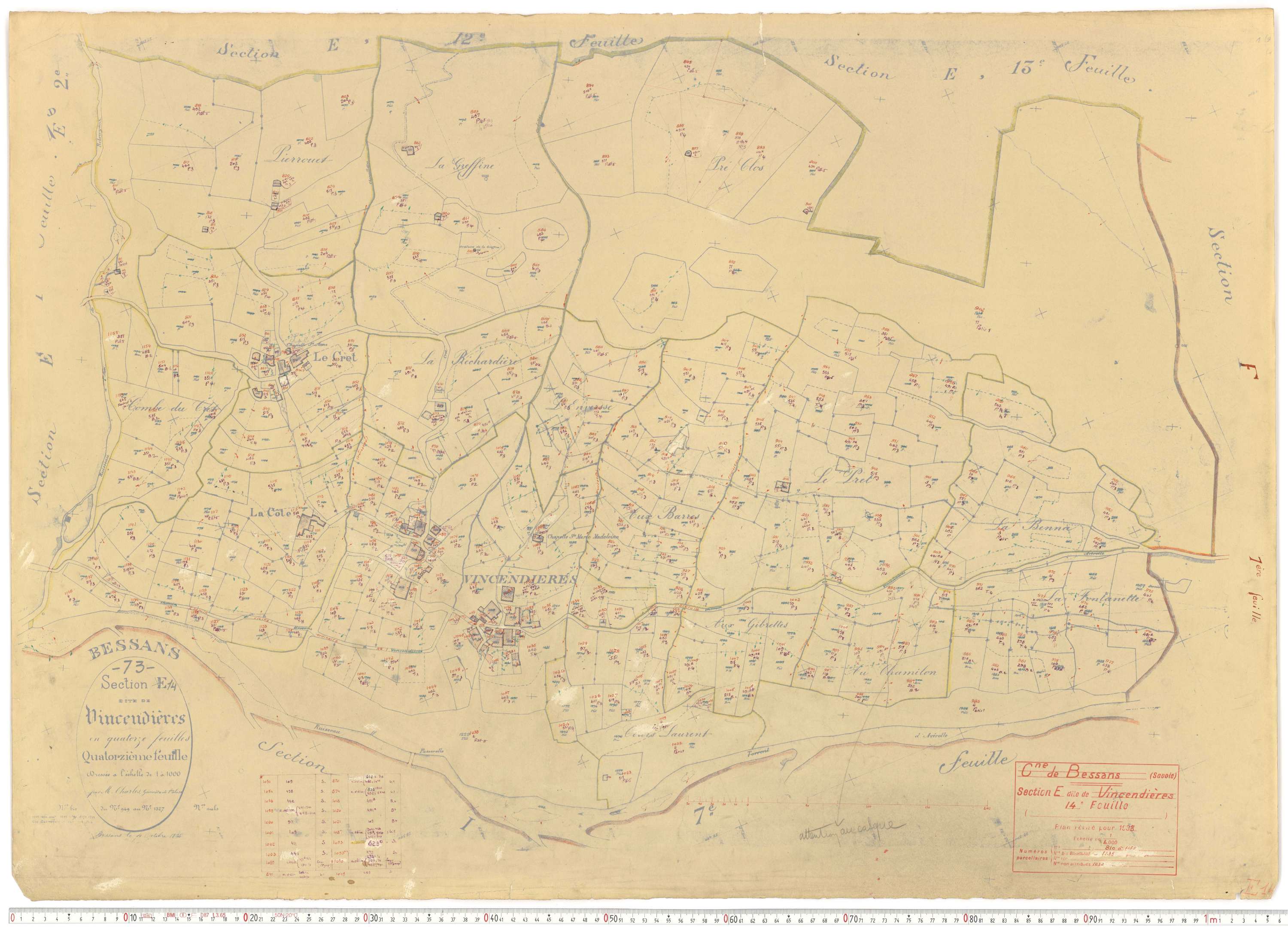 Bessans - Plans cadastraux du cadastre rénové.