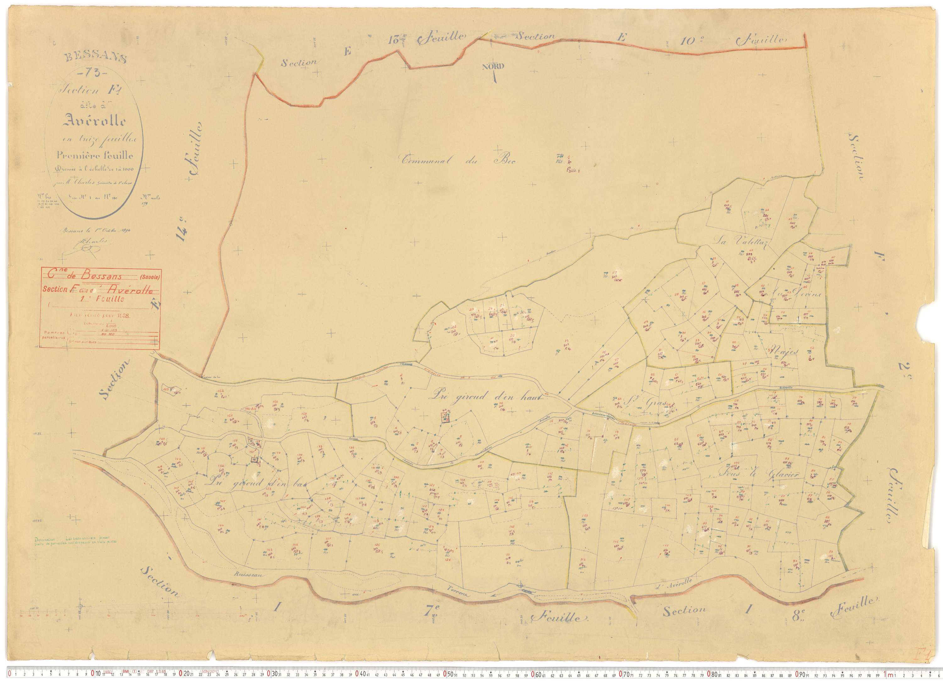 Bessans - Plans cadastraux du cadastre rénové.