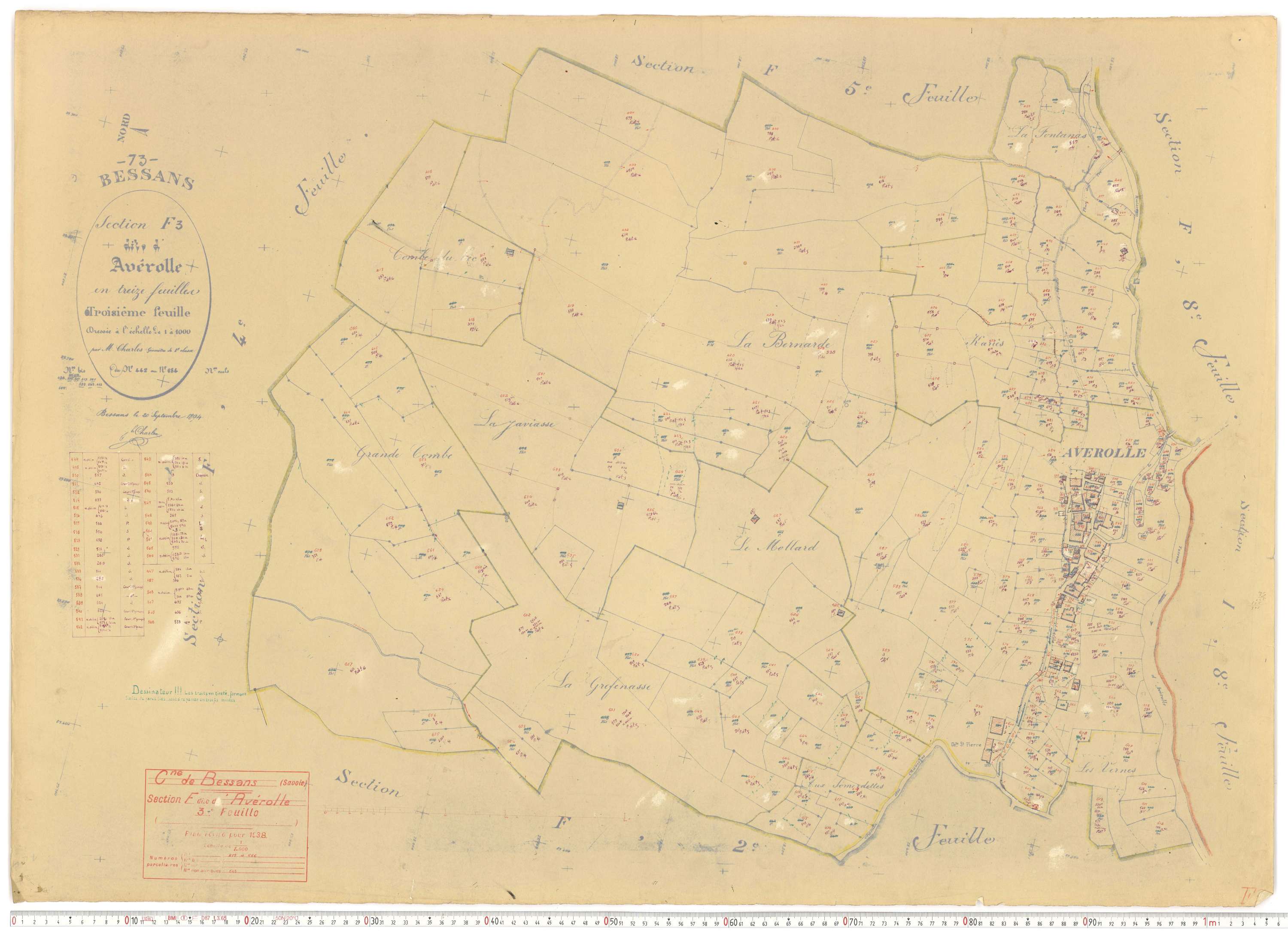 Bessans - Plans cadastraux du cadastre rénové.