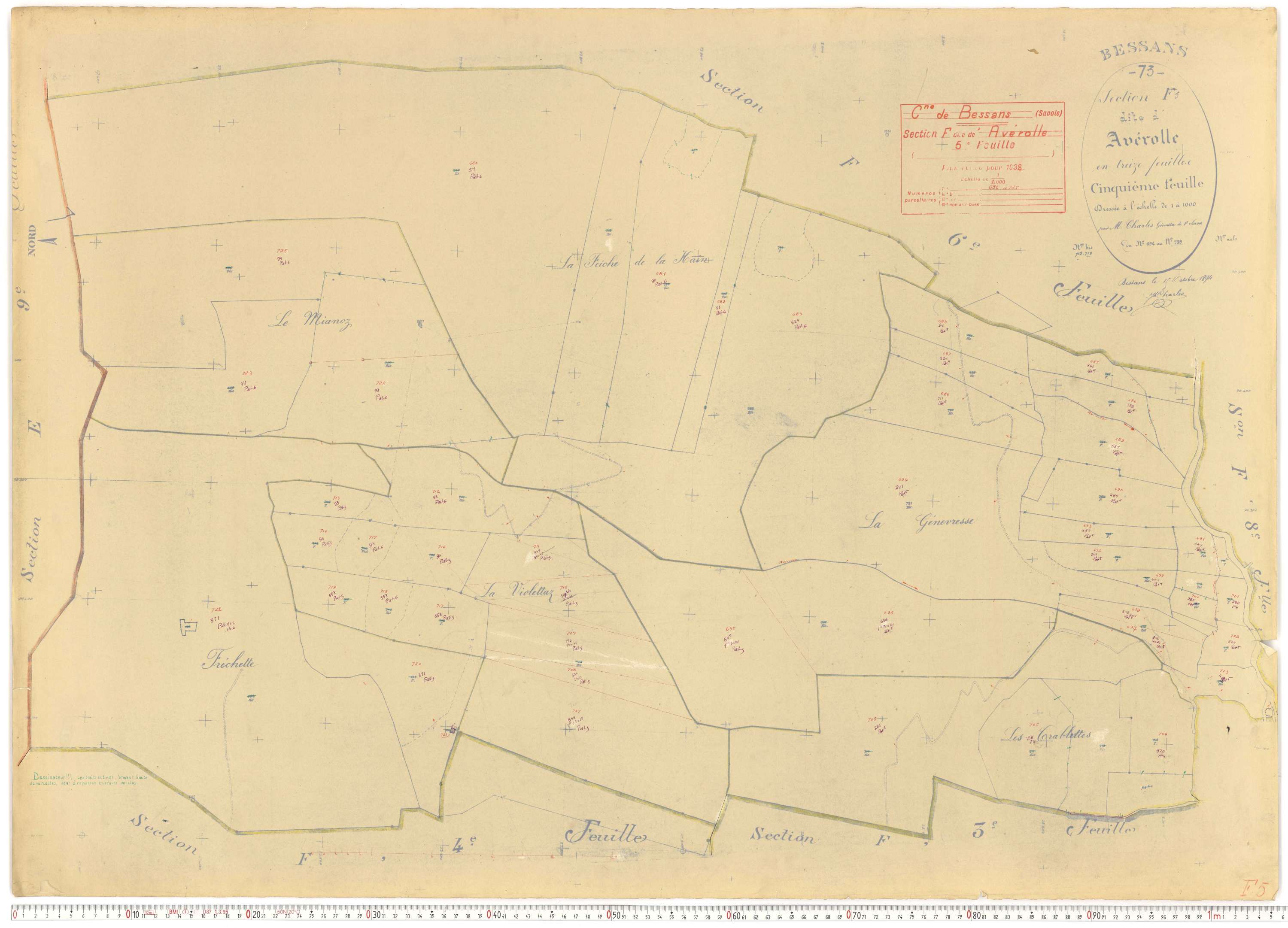 Bessans - Plans cadastraux du cadastre rénové.