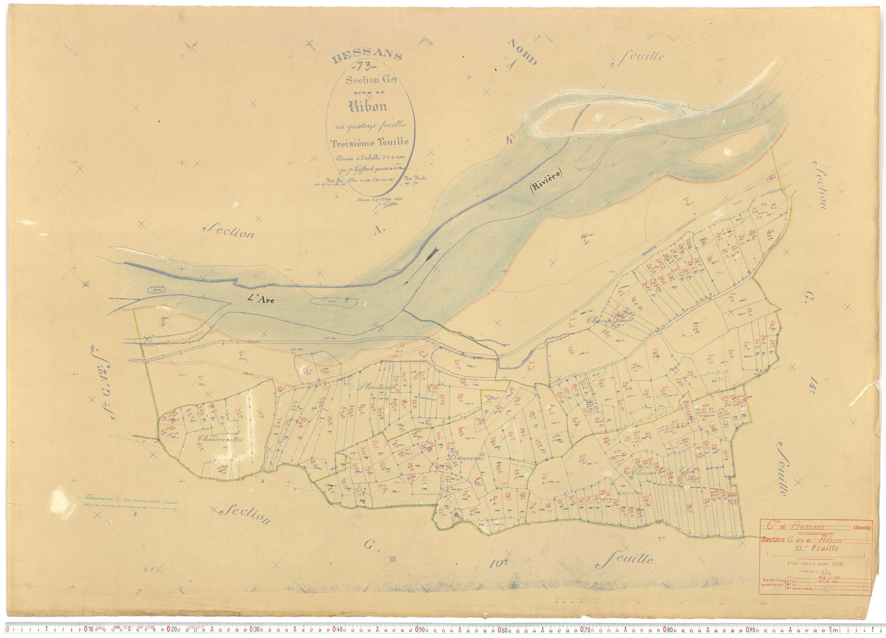 Bessans - Plans cadastraux du cadastre rénové.