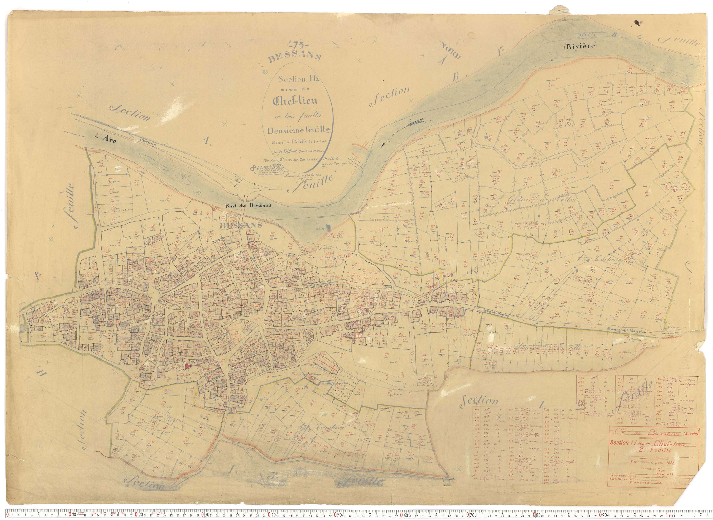 Bessans - Plans cadastraux du cadastre rénové.
