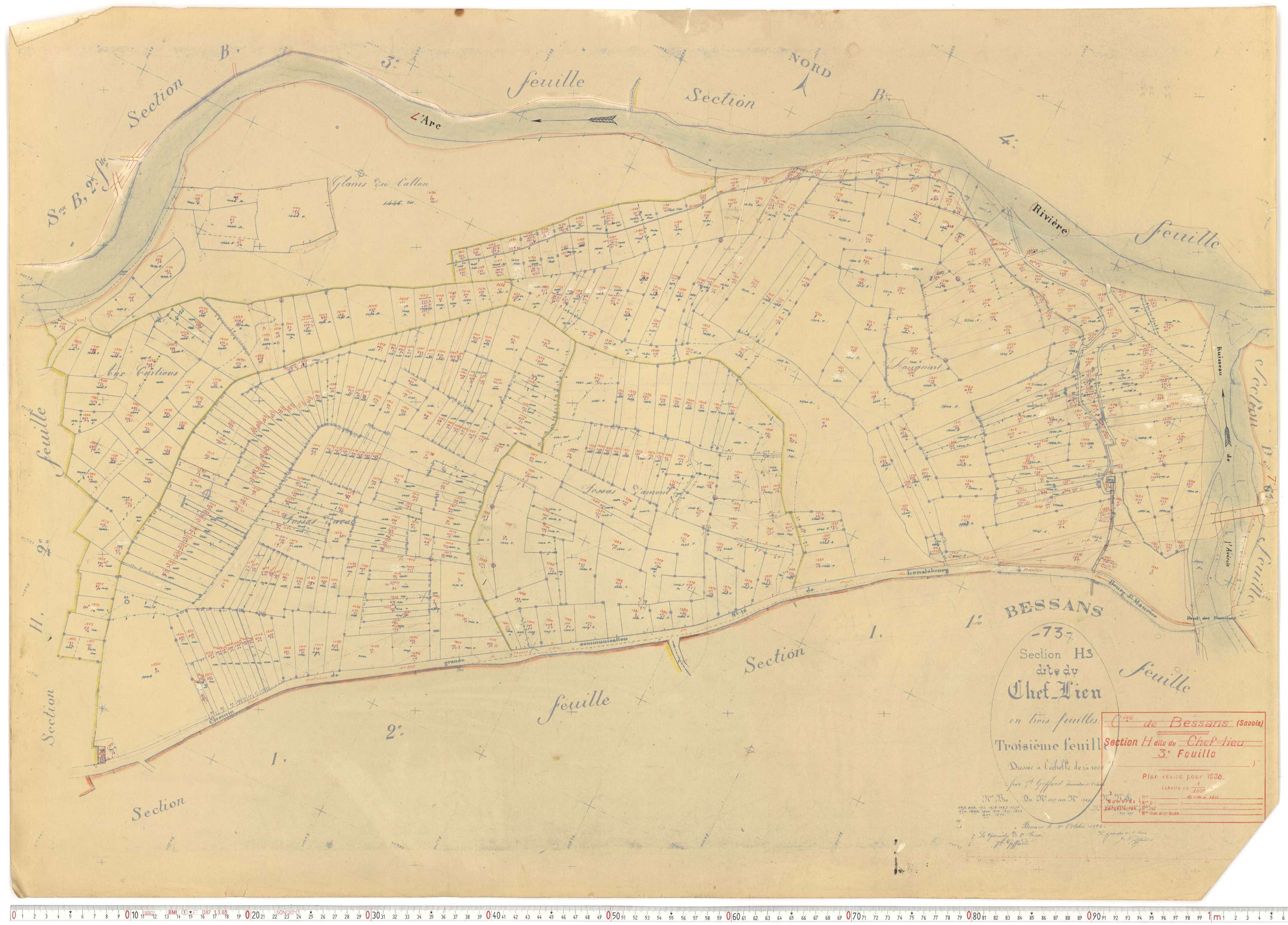 Bessans - Plans cadastraux du cadastre rénové.
