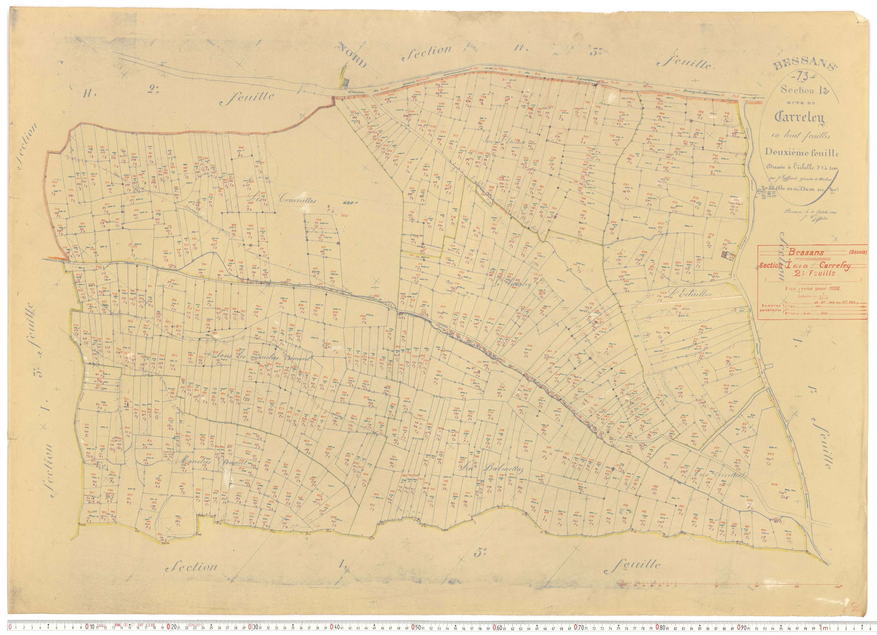 Bessans - Plans cadastraux du cadastre rénové.
