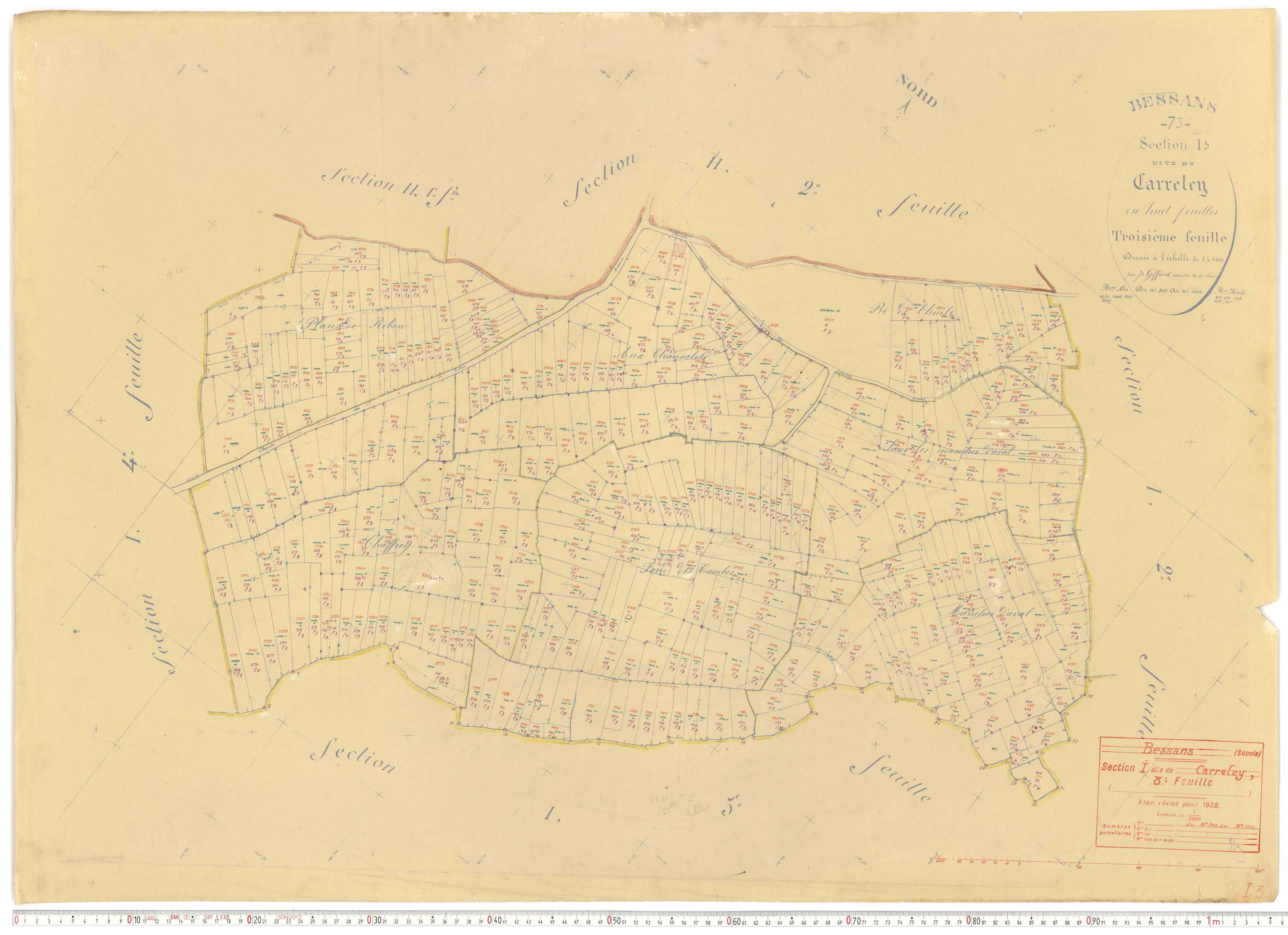 Bessans - Plans cadastraux du cadastre rénové.