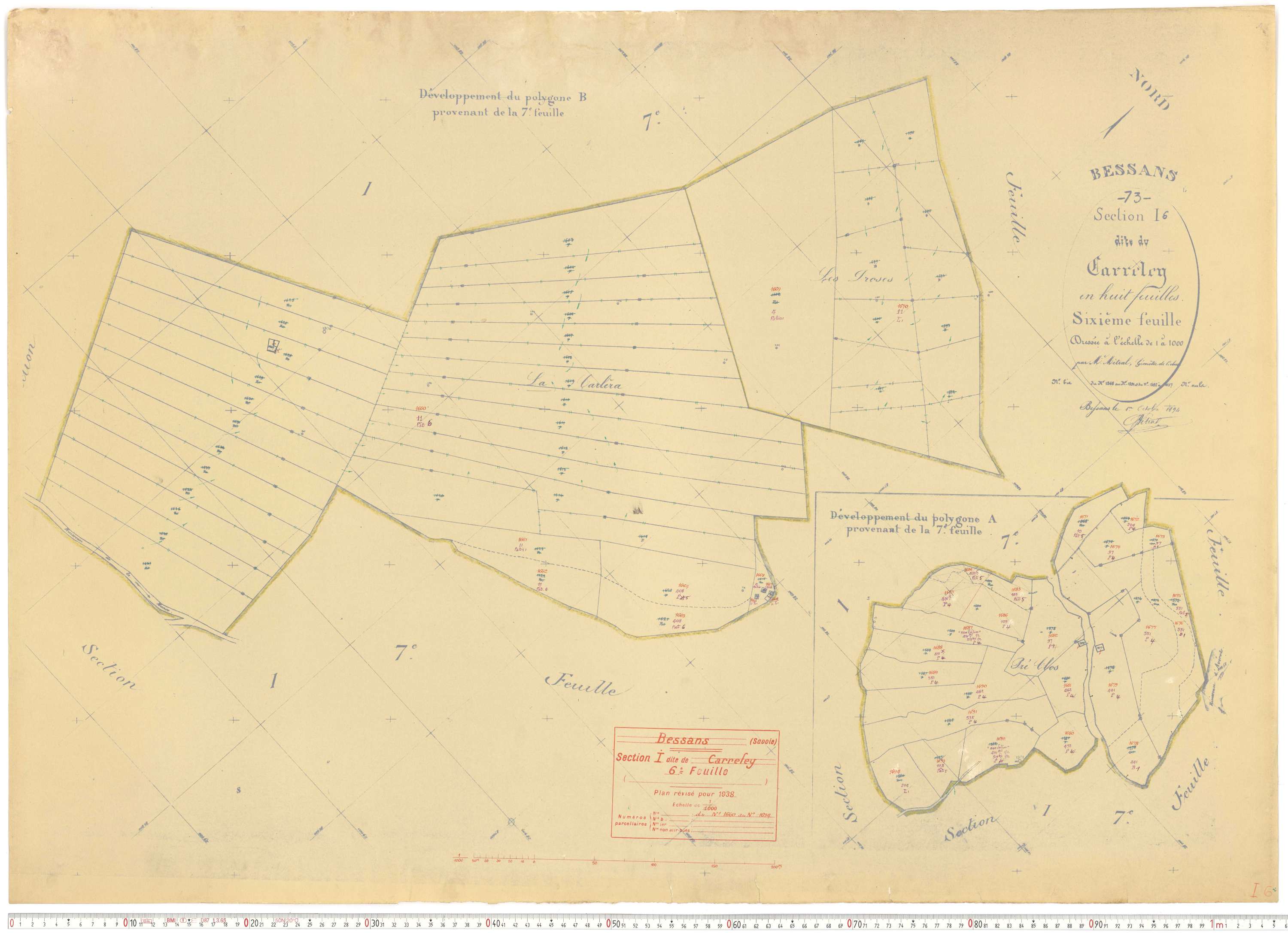 Bessans - Plans cadastraux du cadastre rénové.
