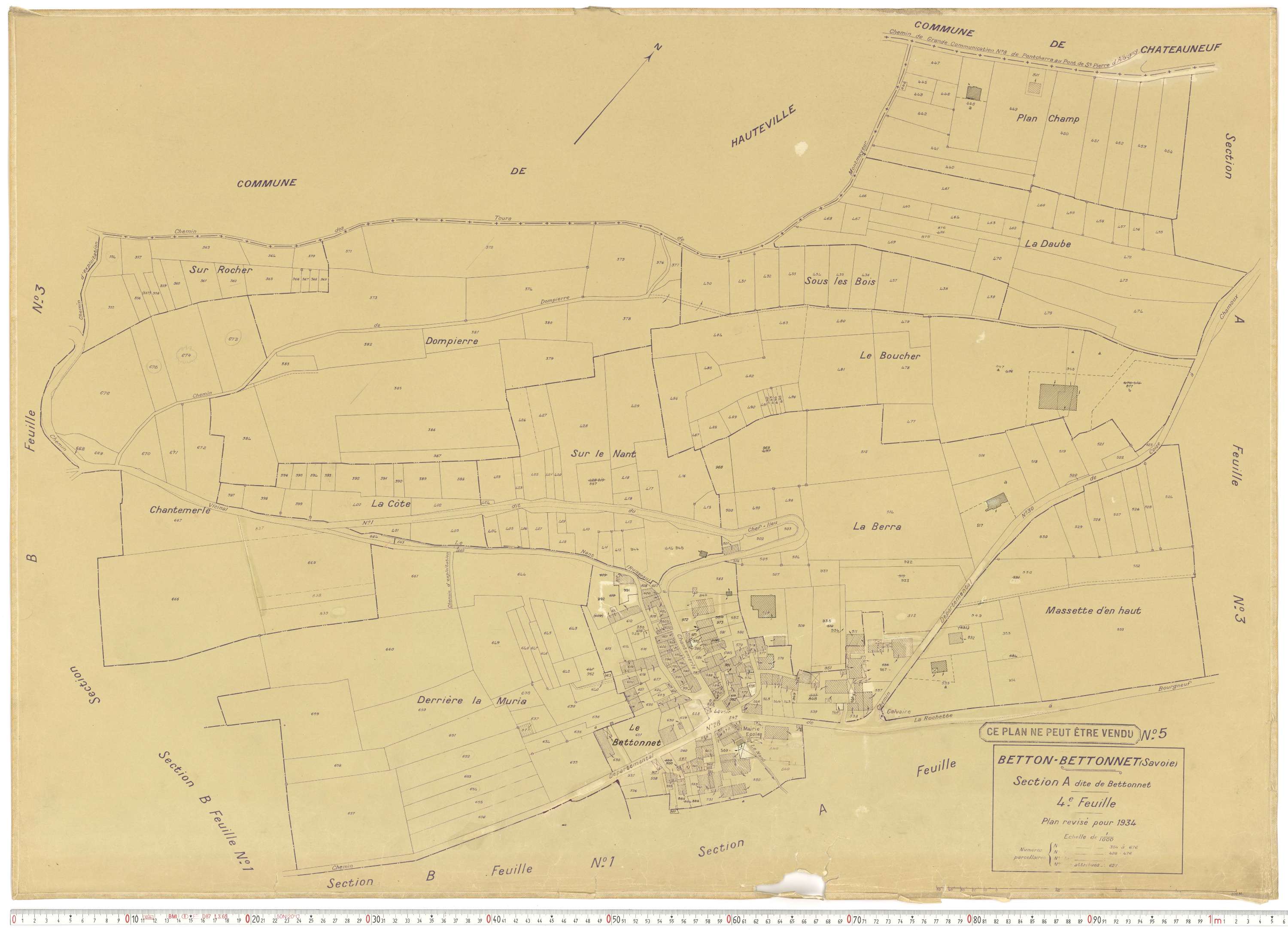 Betton-Bettonet - Plans cadastraux du cadastre rénové en 1934 et mis à jour en 1988.