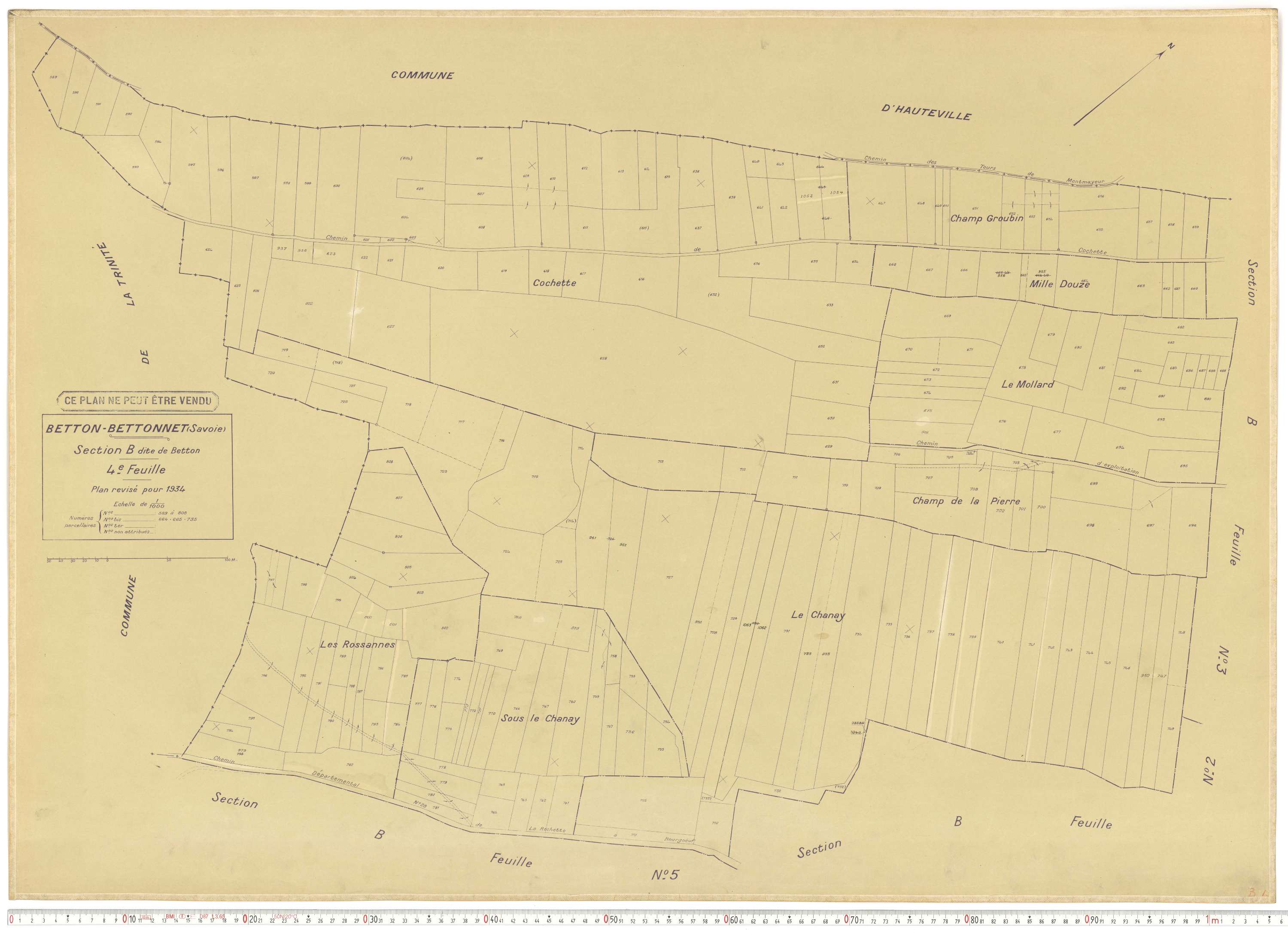 Betton-Bettonet - Plans cadastraux du cadastre rénové en 1934 et mis à jour en 1988.