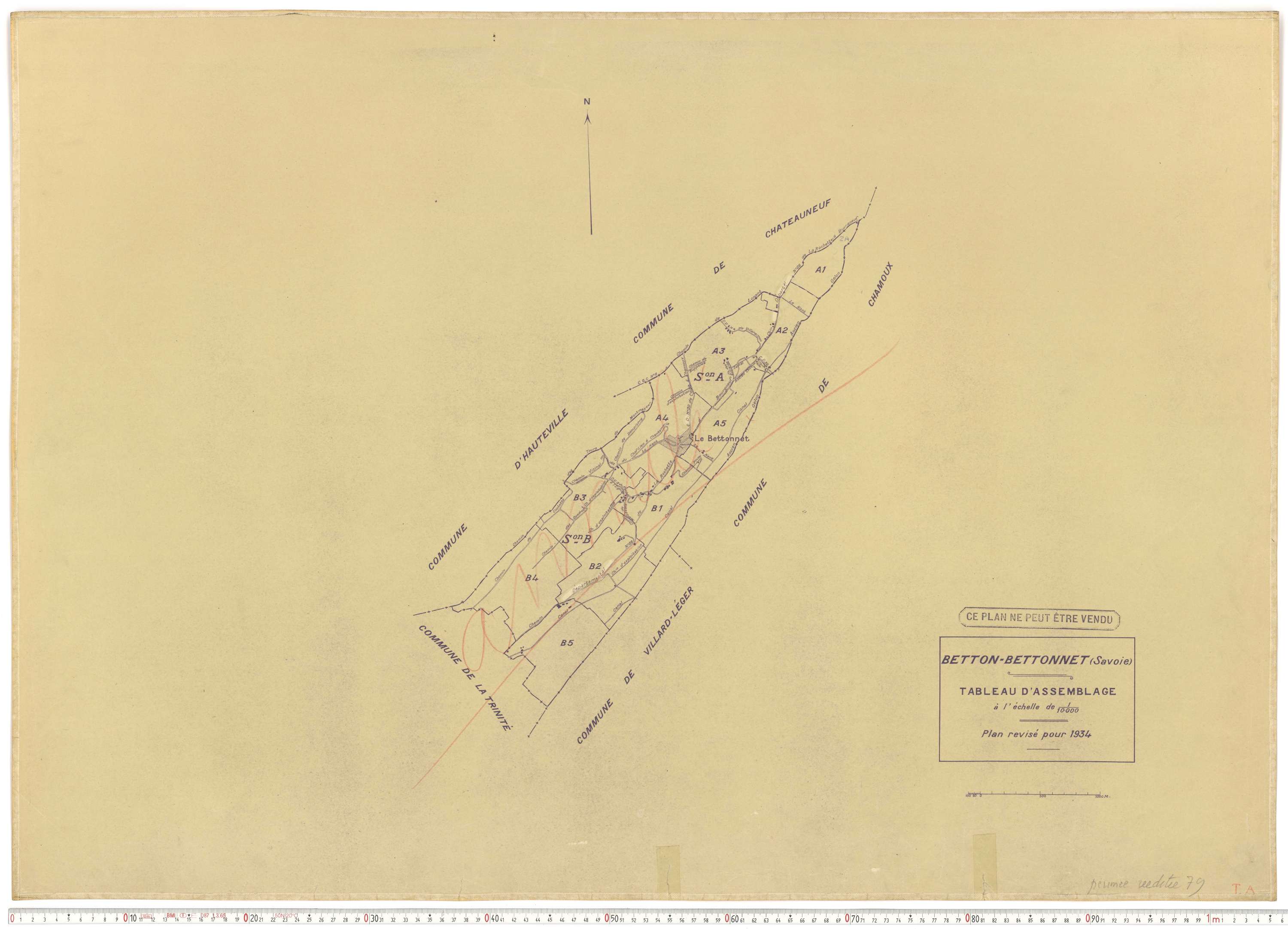 Betton-Bettonet - Plans cadastraux du cadastre rénové en 1934 et mis à jour en 1988.