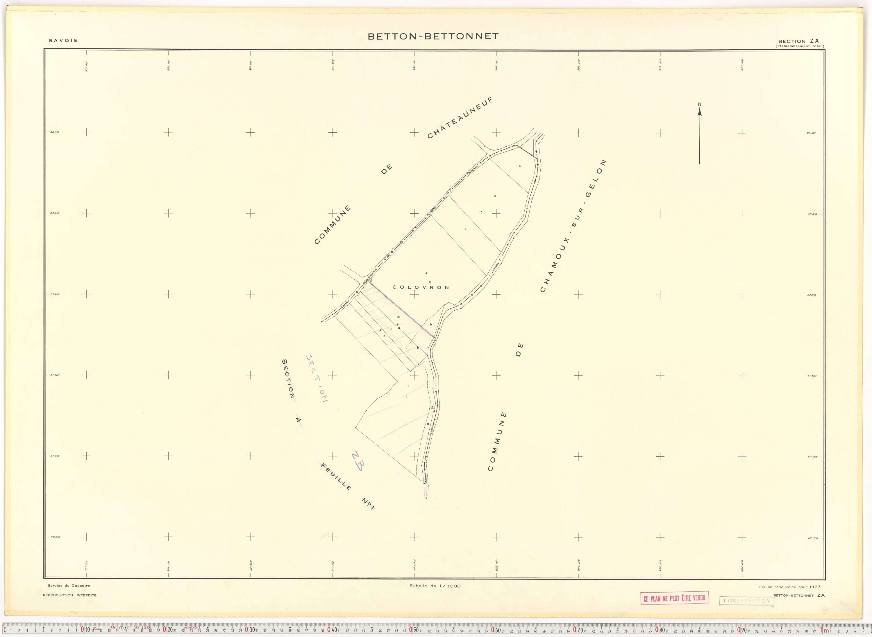 Betton-Bettonet - Plans cadastraux du cadastre rénové en 1934 et mis à jour en 1988.