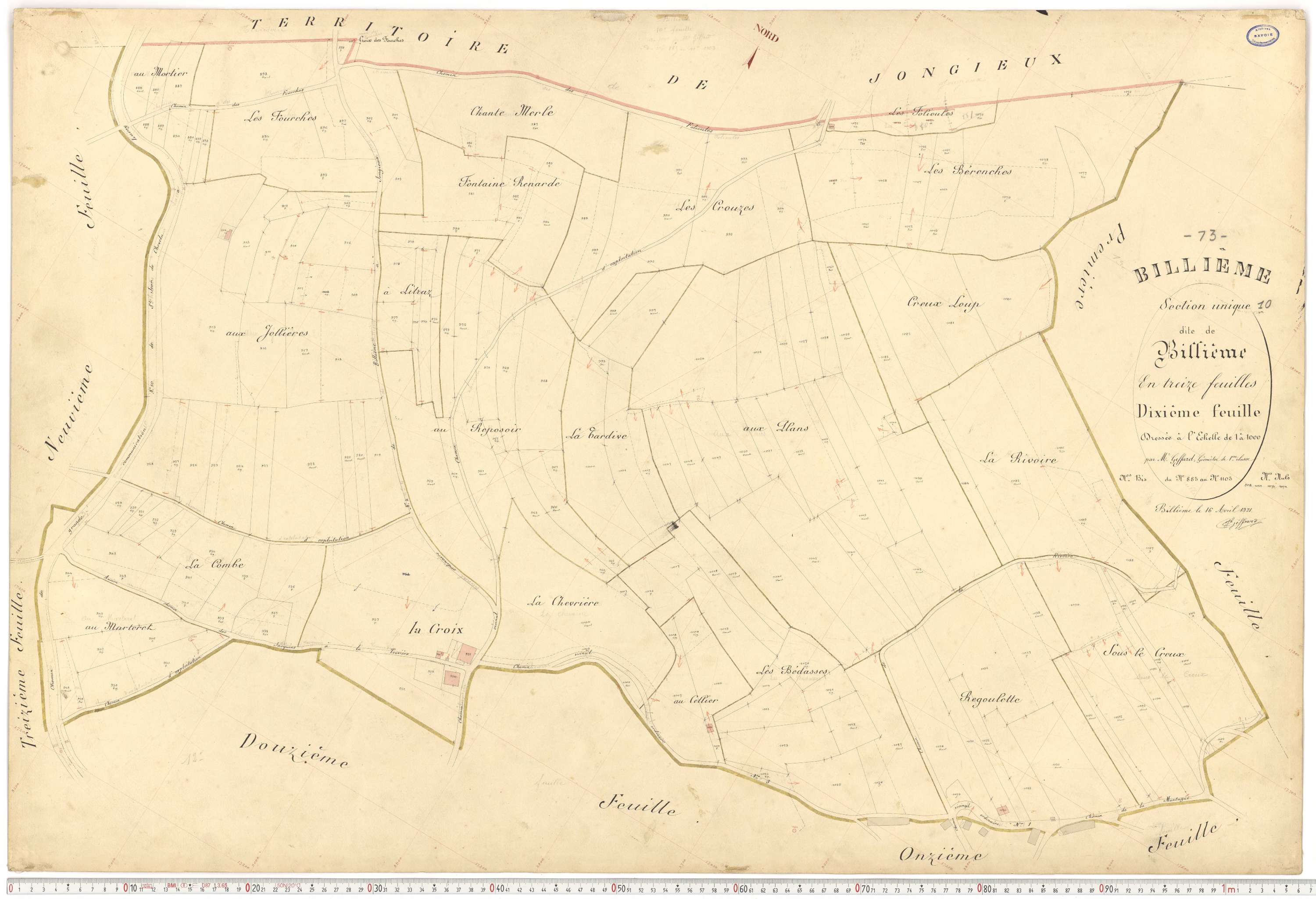 Billième - Plans cadastraux du premier cadastre français.