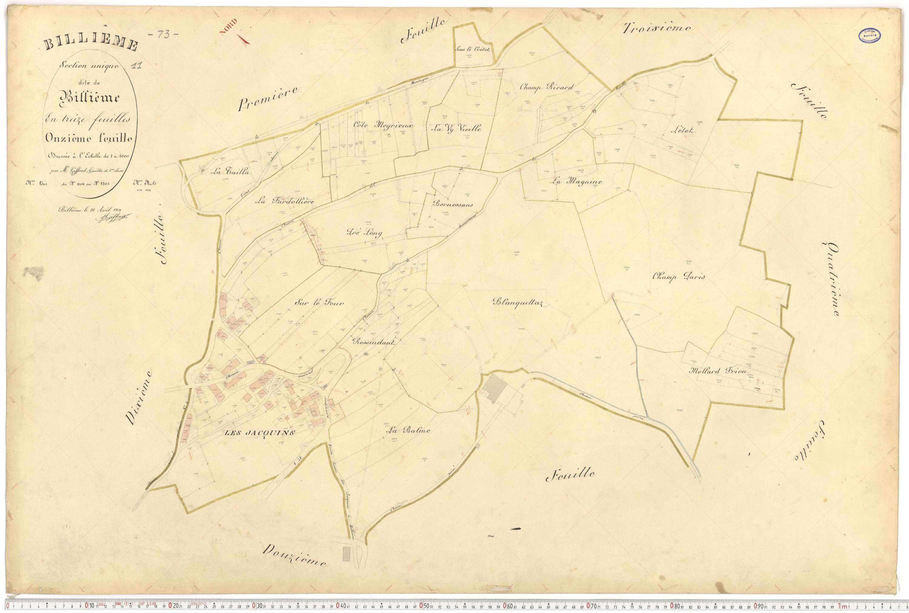 Billième - Plans cadastraux du premier cadastre français.