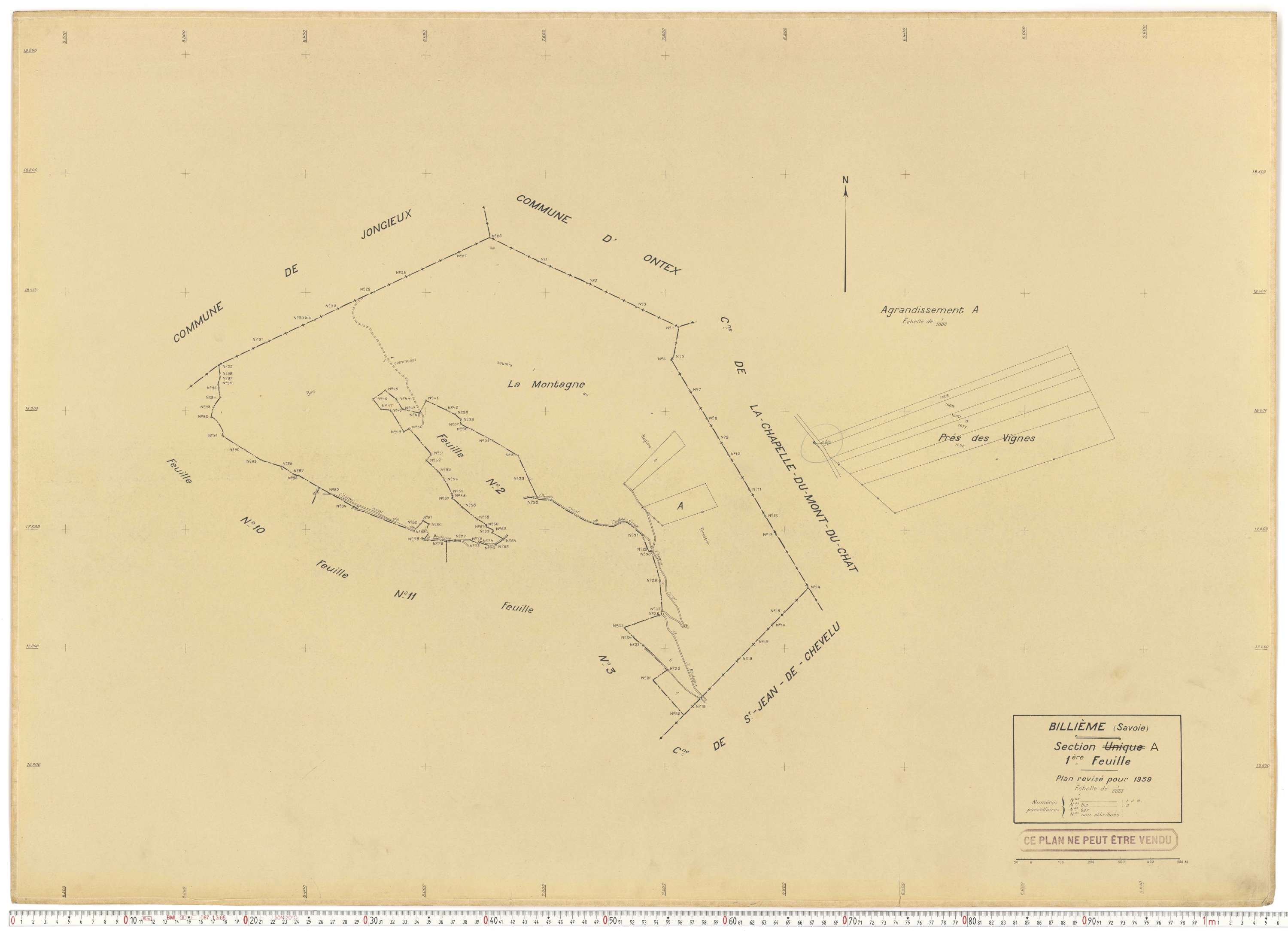 Billième - Plans cadastraux du cadastre rénové en 1939 et mis à jour en 1988.