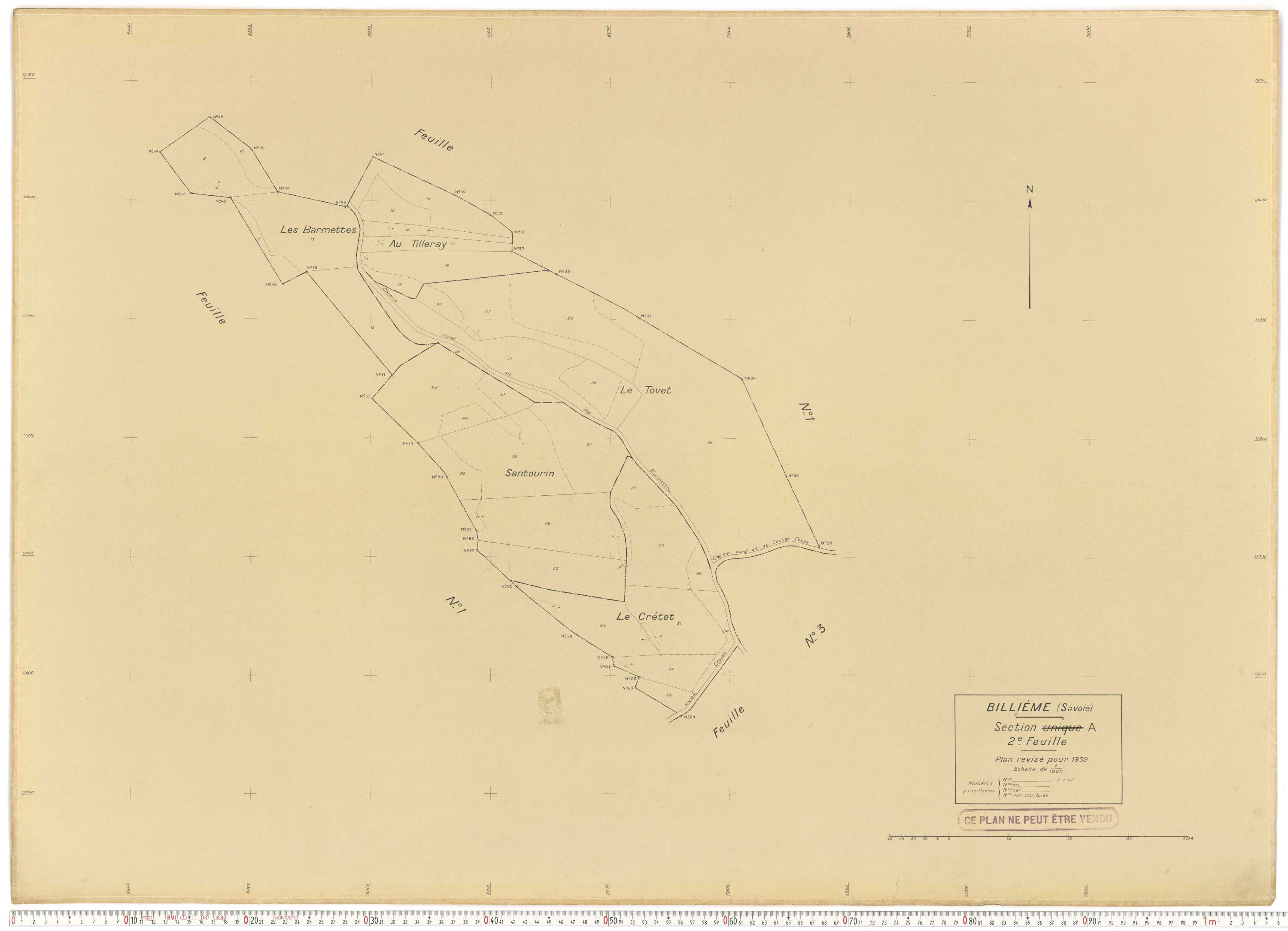 Billième - Plans cadastraux du cadastre rénové en 1939 et mis à jour en 1988.