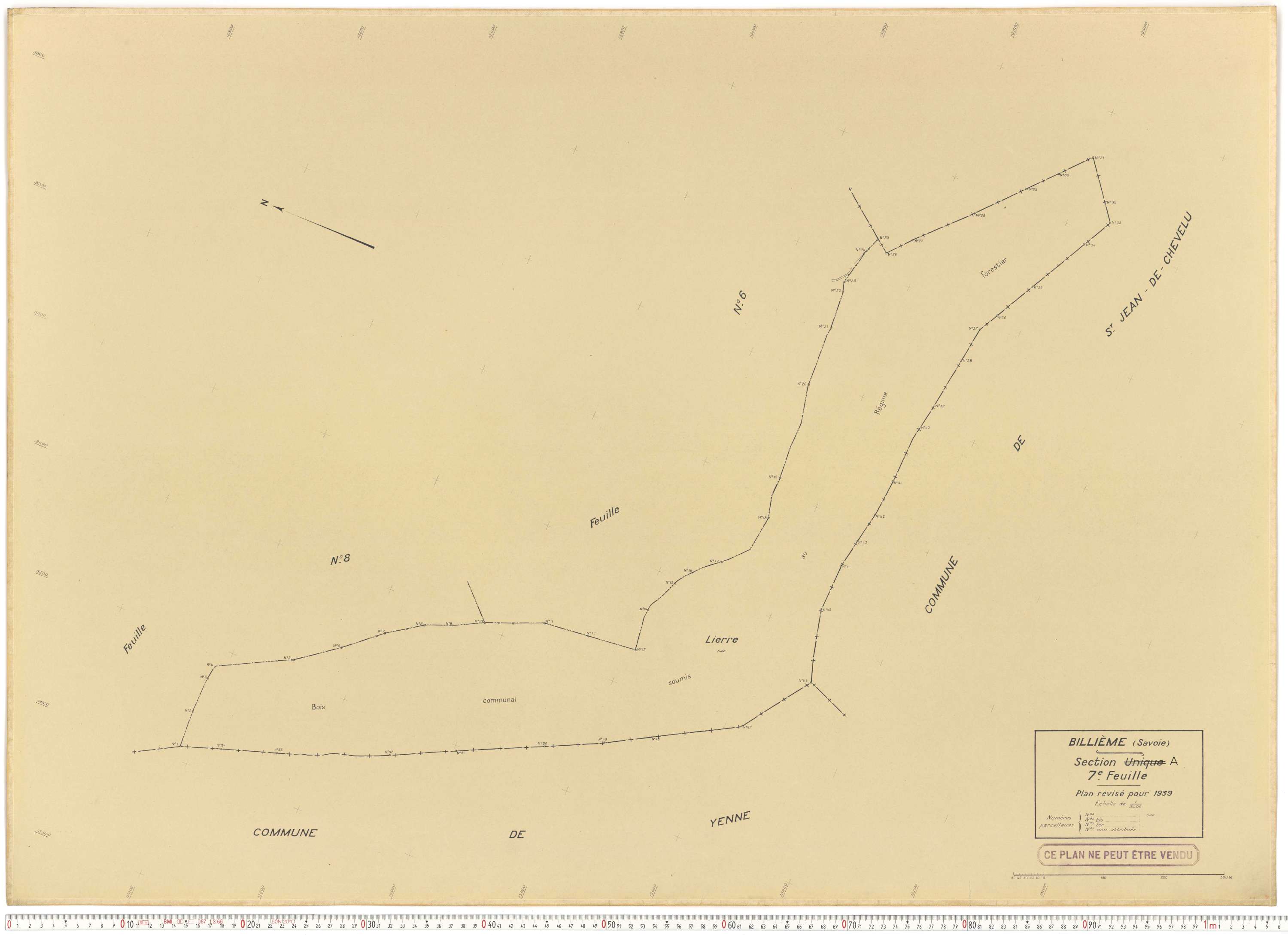 Billième - Plans cadastraux du cadastre rénové en 1939 et mis à jour en 1988.