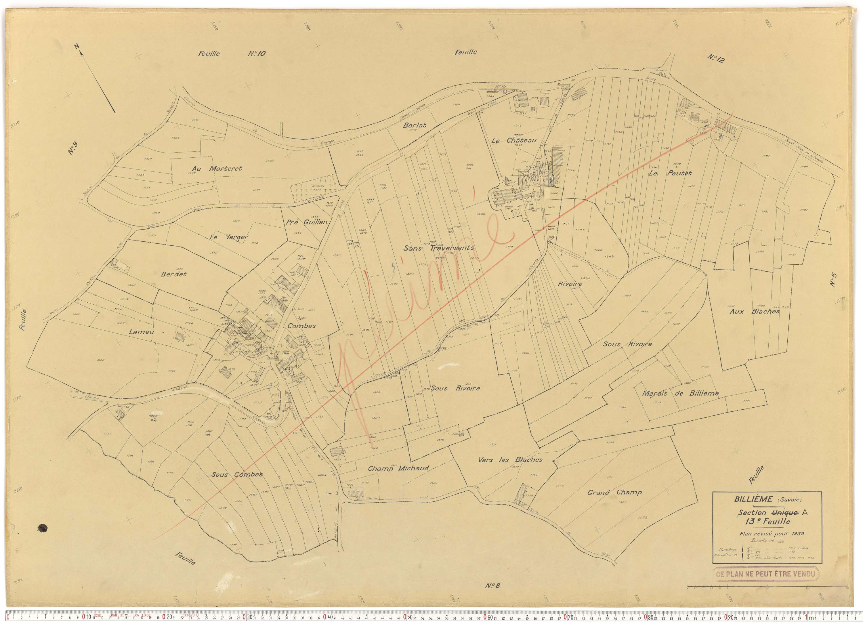 Billième - Plans cadastraux du cadastre rénové en 1939 et mis à jour en 1988.