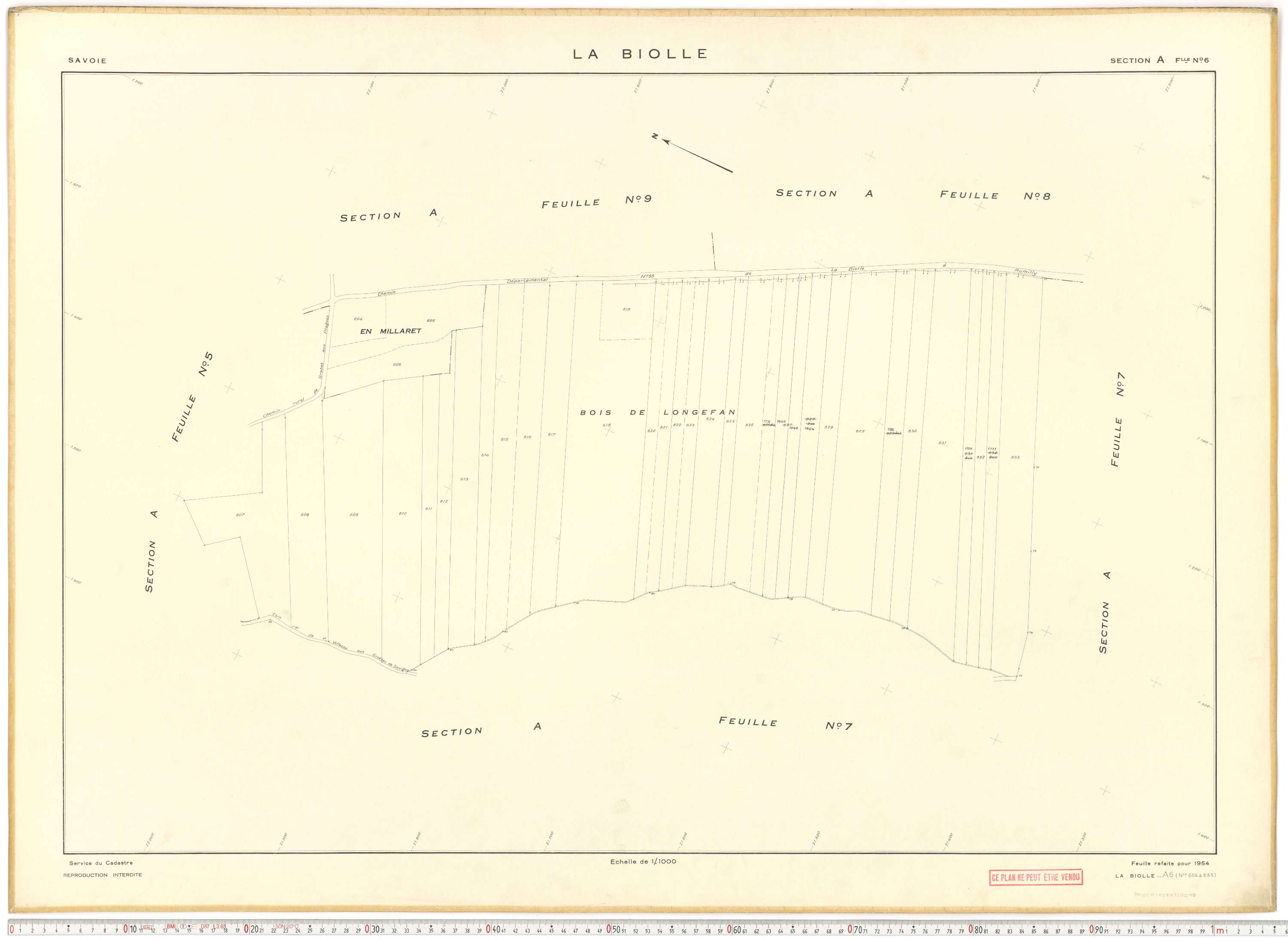 La Biolle - Plans cadastraux du cadastre rénové en 1954 et mis à jour en 1988.