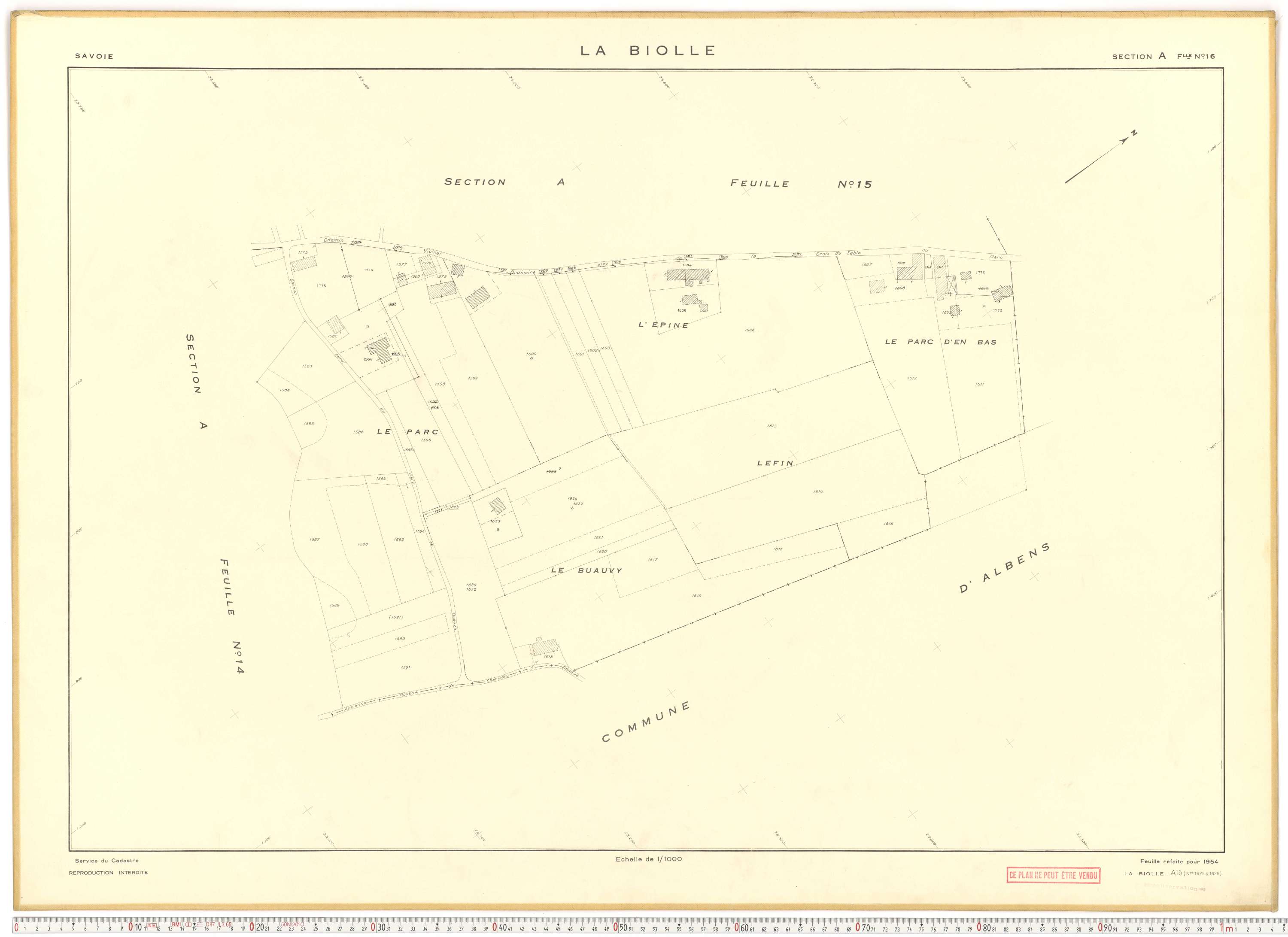 La Biolle - Plans cadastraux du cadastre rénové en 1954 et mis à jour en 1988.