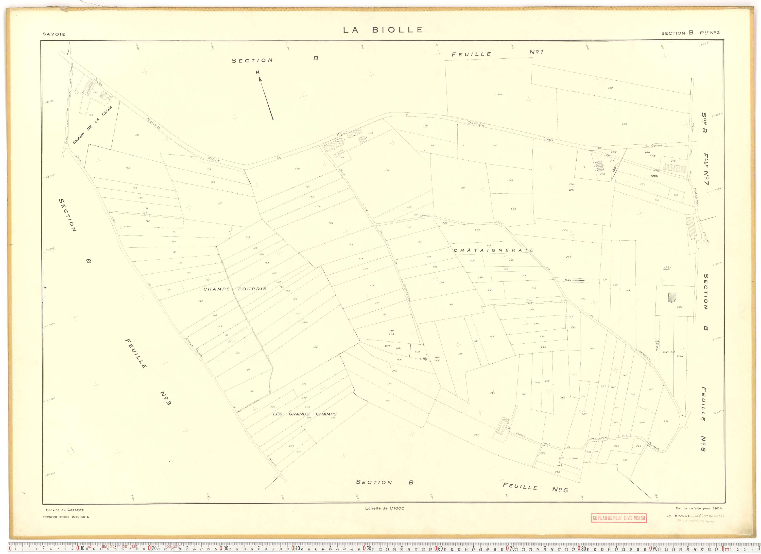 La Biolle - Plans cadastraux du cadastre rénové en 1954 et mis à jour en 1988.