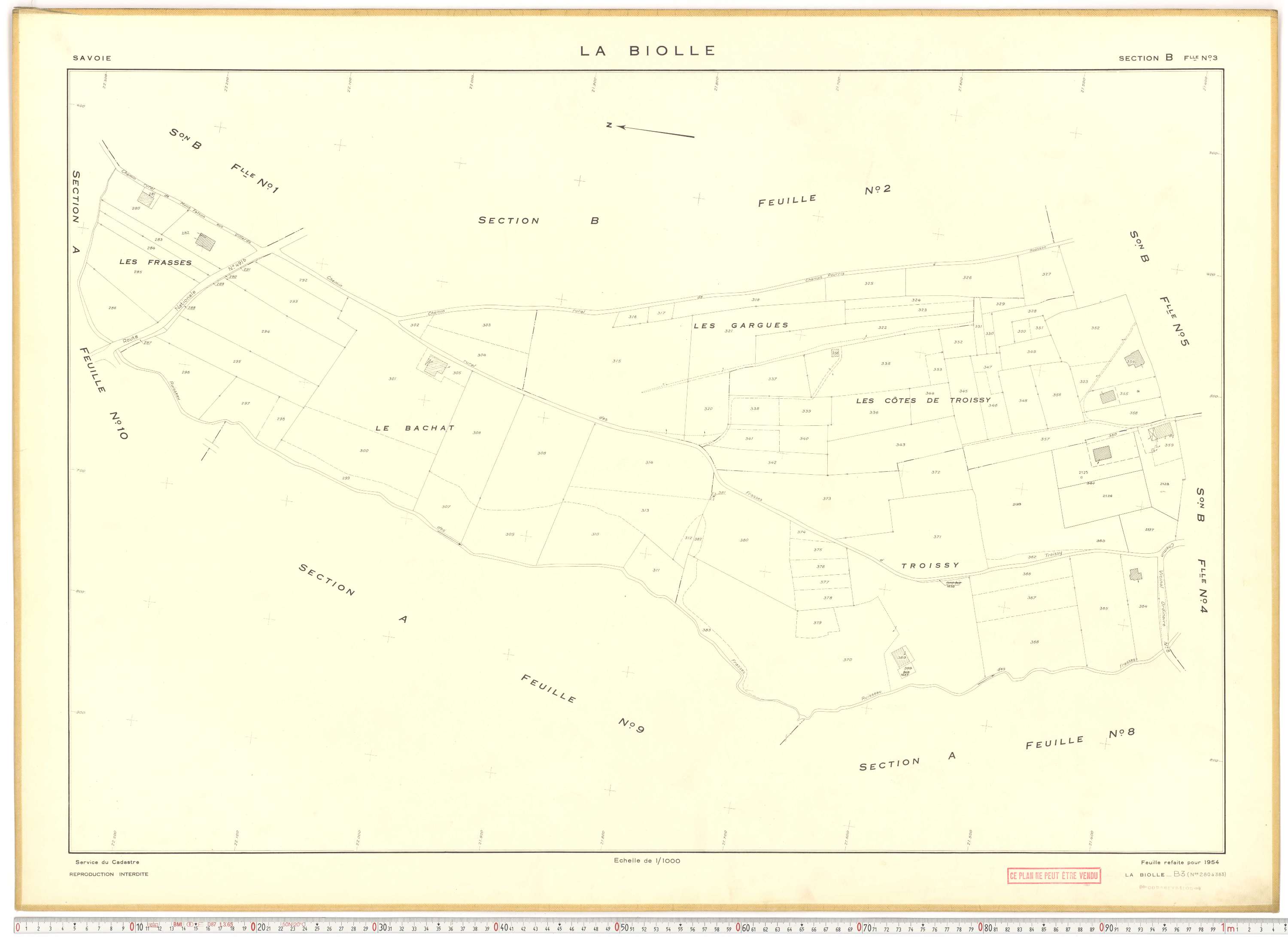 La Biolle - Plans cadastraux du cadastre rénové en 1954 et mis à jour en 1988.