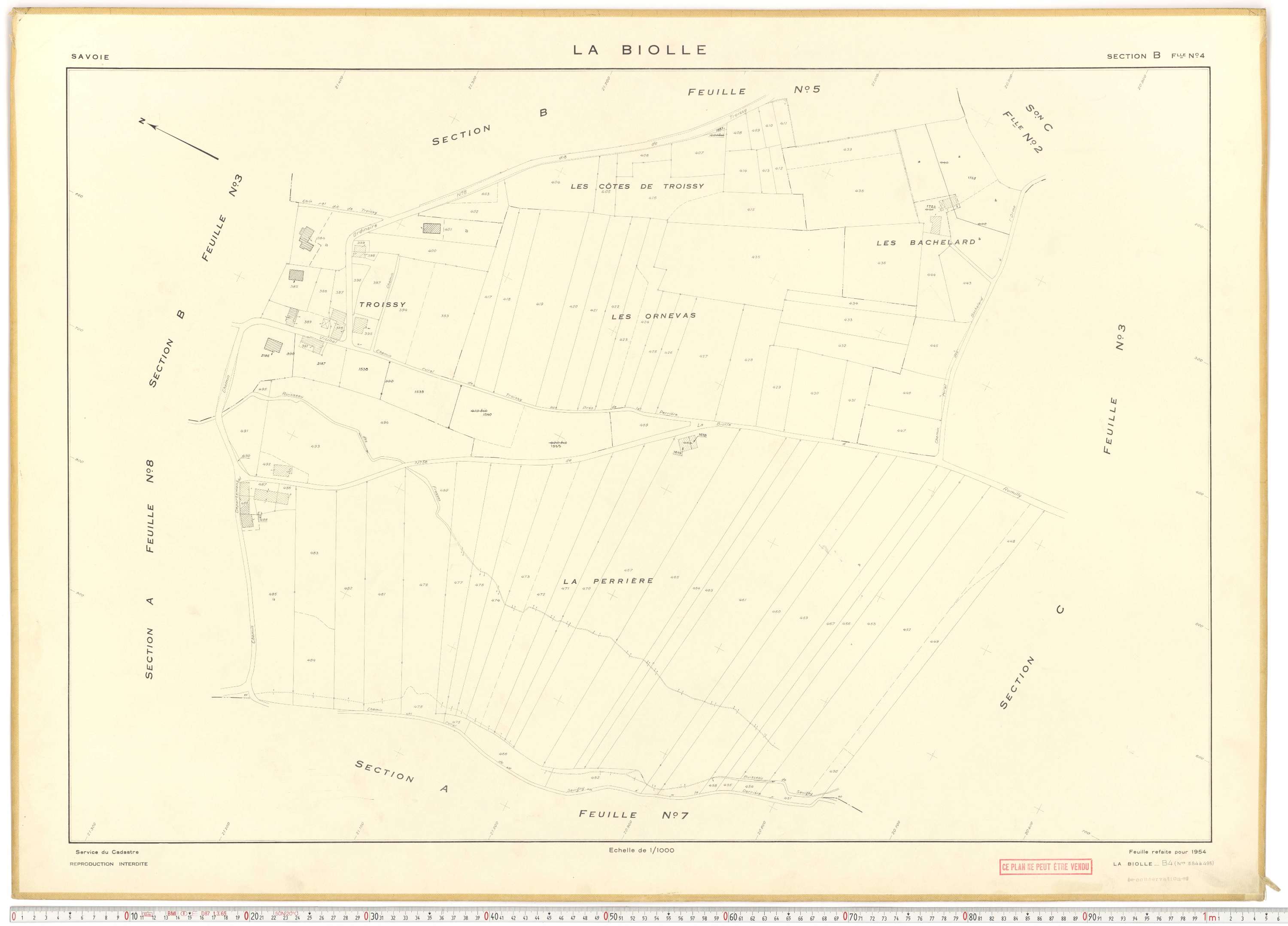 La Biolle - Plans cadastraux du cadastre rénové en 1954 et mis à jour en 1988.