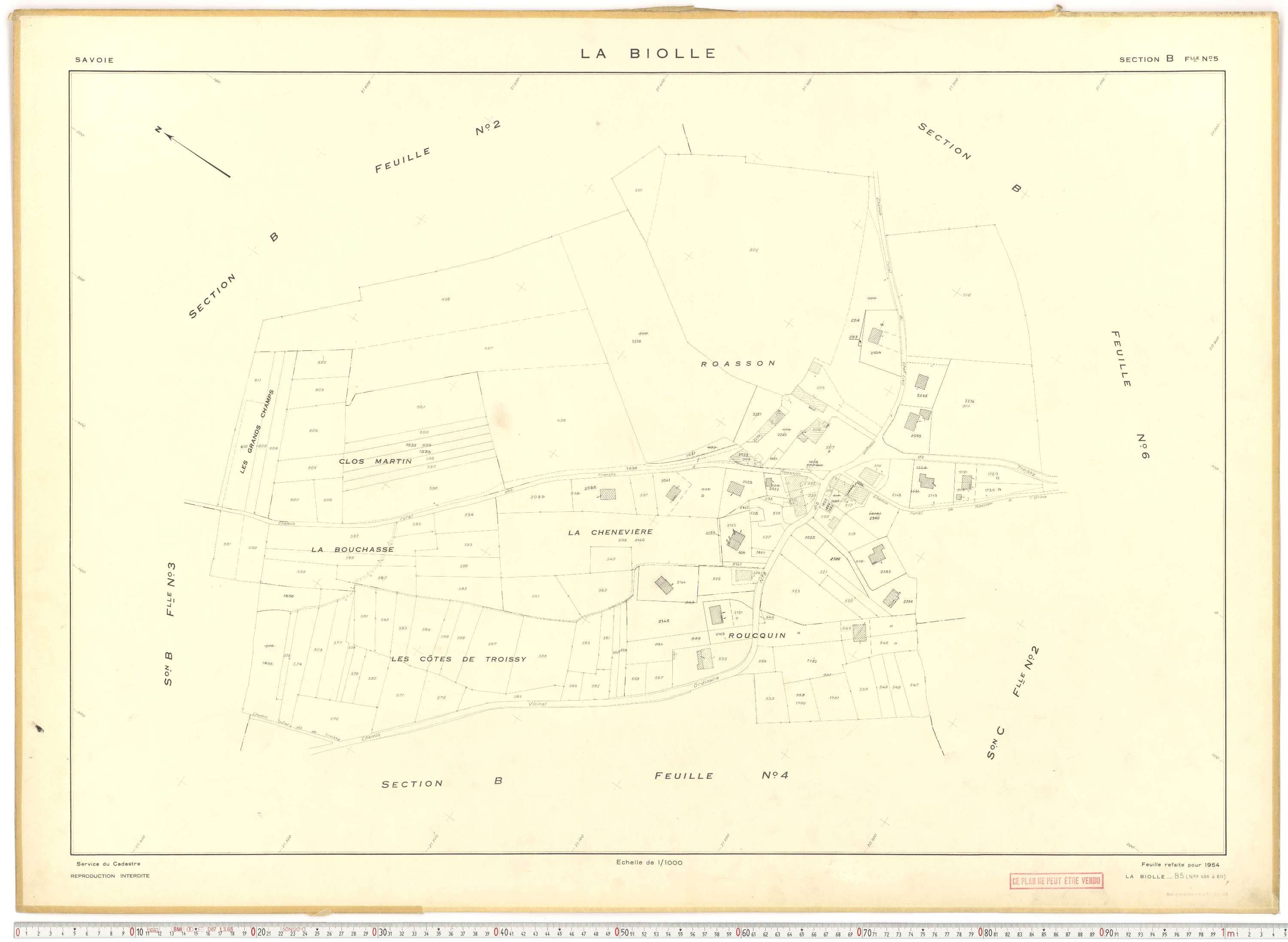 La Biolle - Plans cadastraux du cadastre rénové en 1954 et mis à jour en 1988.
