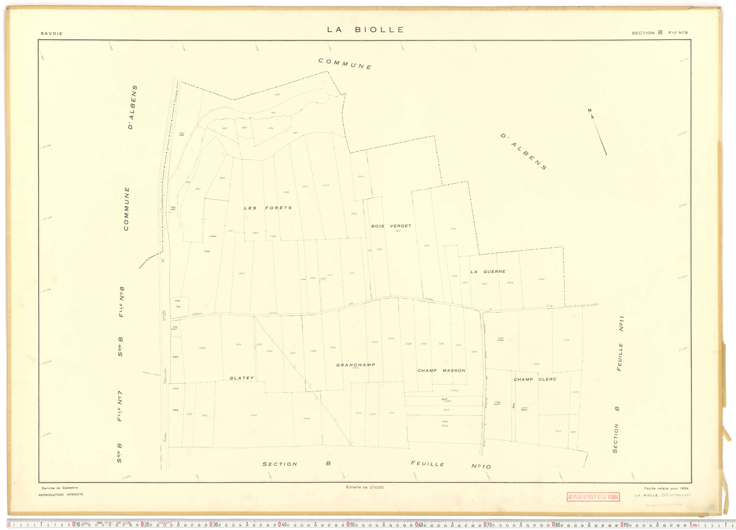La Biolle - Plans cadastraux du cadastre rénové en 1954 et mis à jour en 1988.